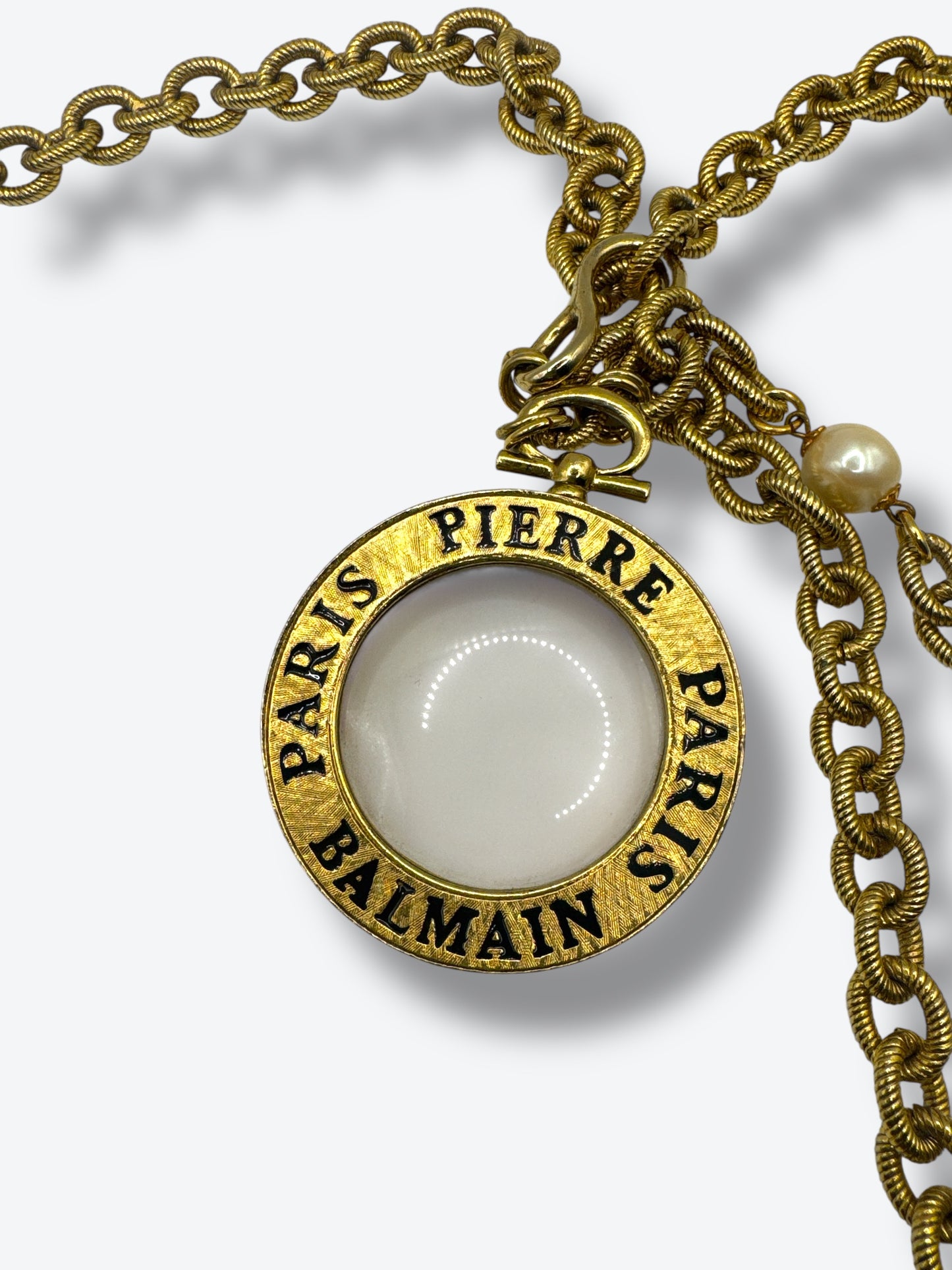 Vintage Pierre Balmain Paris Logo Pendant Chain Necklace