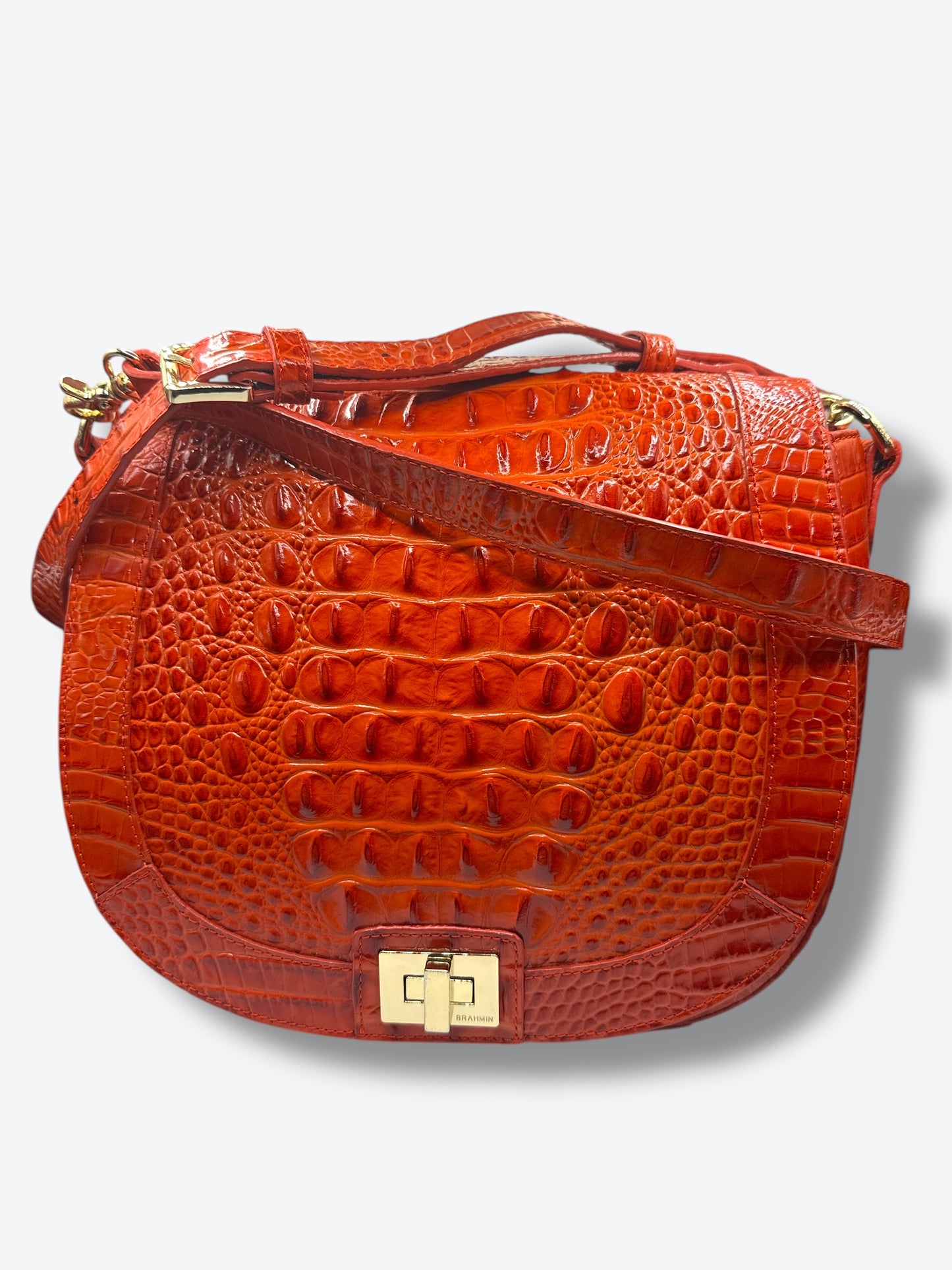 Trend: Brahmmin Orange Embossed Leather Bag