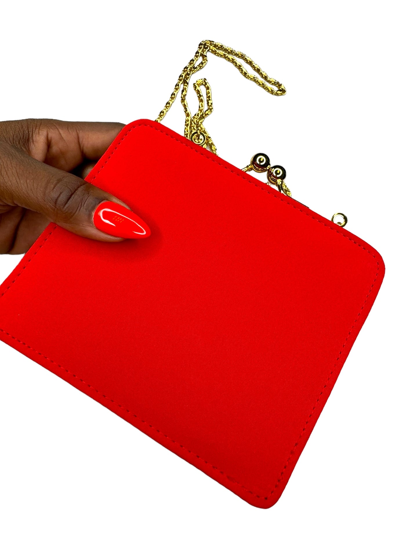 1980s Eximious Of London Red Kiss Lock Bag