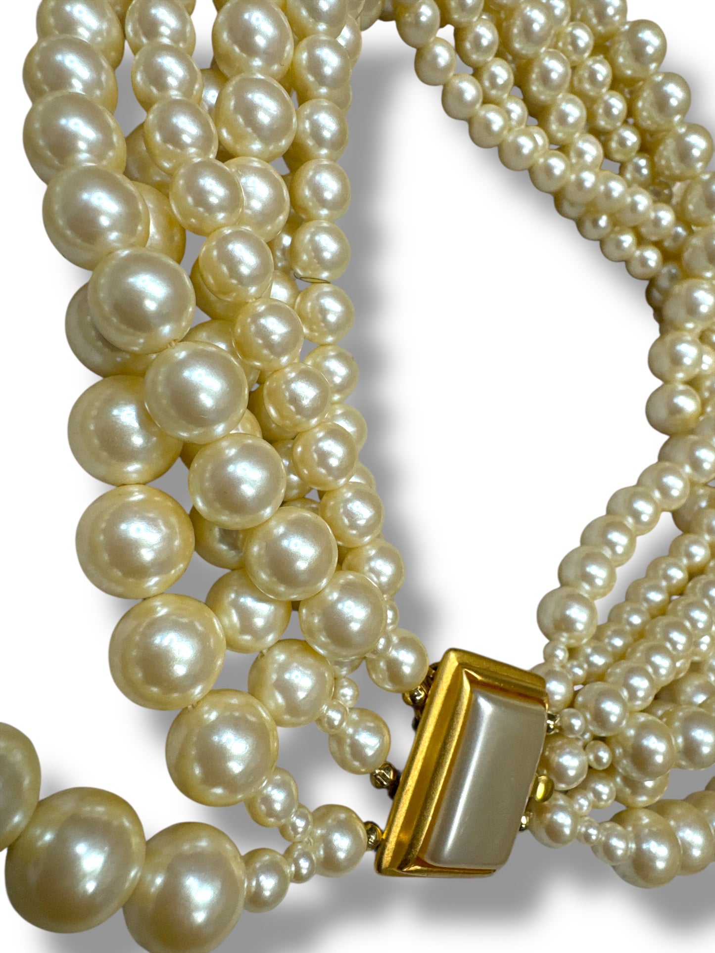 1990s/Y2K Double Stranded Layered Pearl Necklace