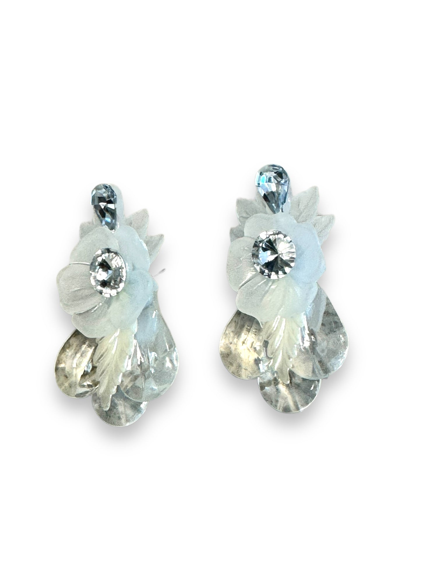 1990s Floral and Lucite Post Earrings