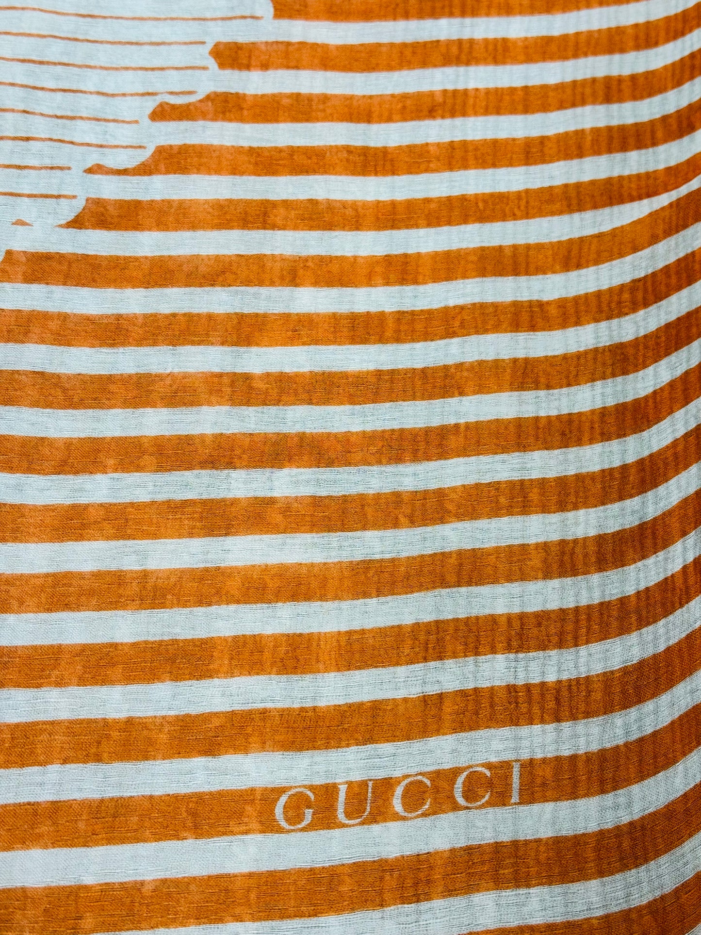 1970s “Gucci” Orange + White Horse Scarf (41” x 41”)