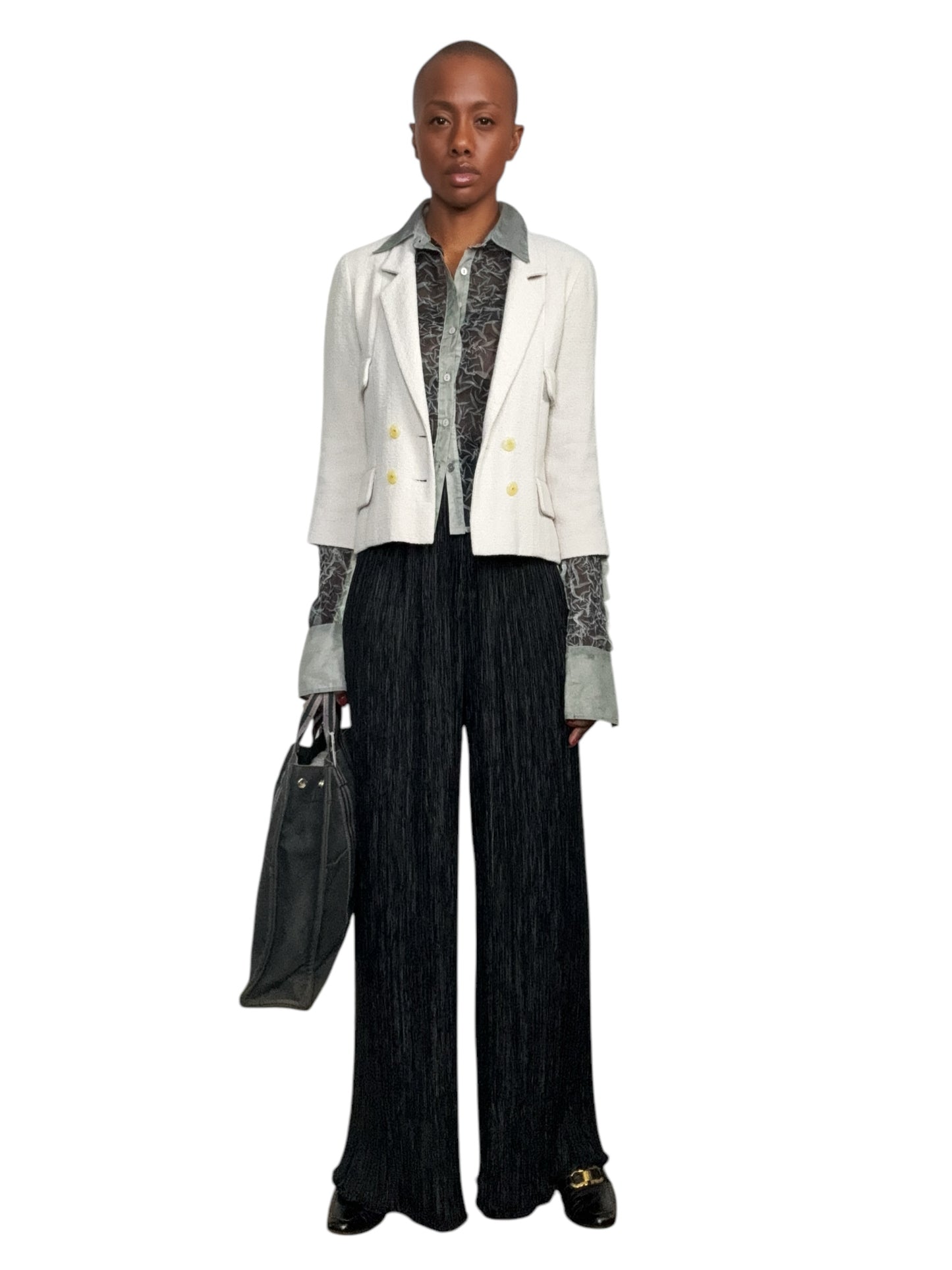 Vintage Chanel Stone 2 Button Blazer (P12693V07322)