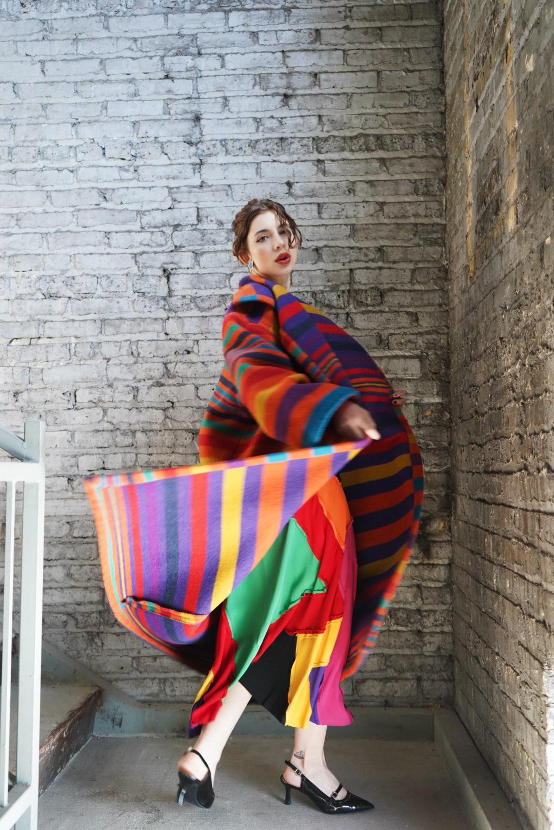 Y2K Tony Lambert Rainbow Stripe Wool Blend Sweater Jacket