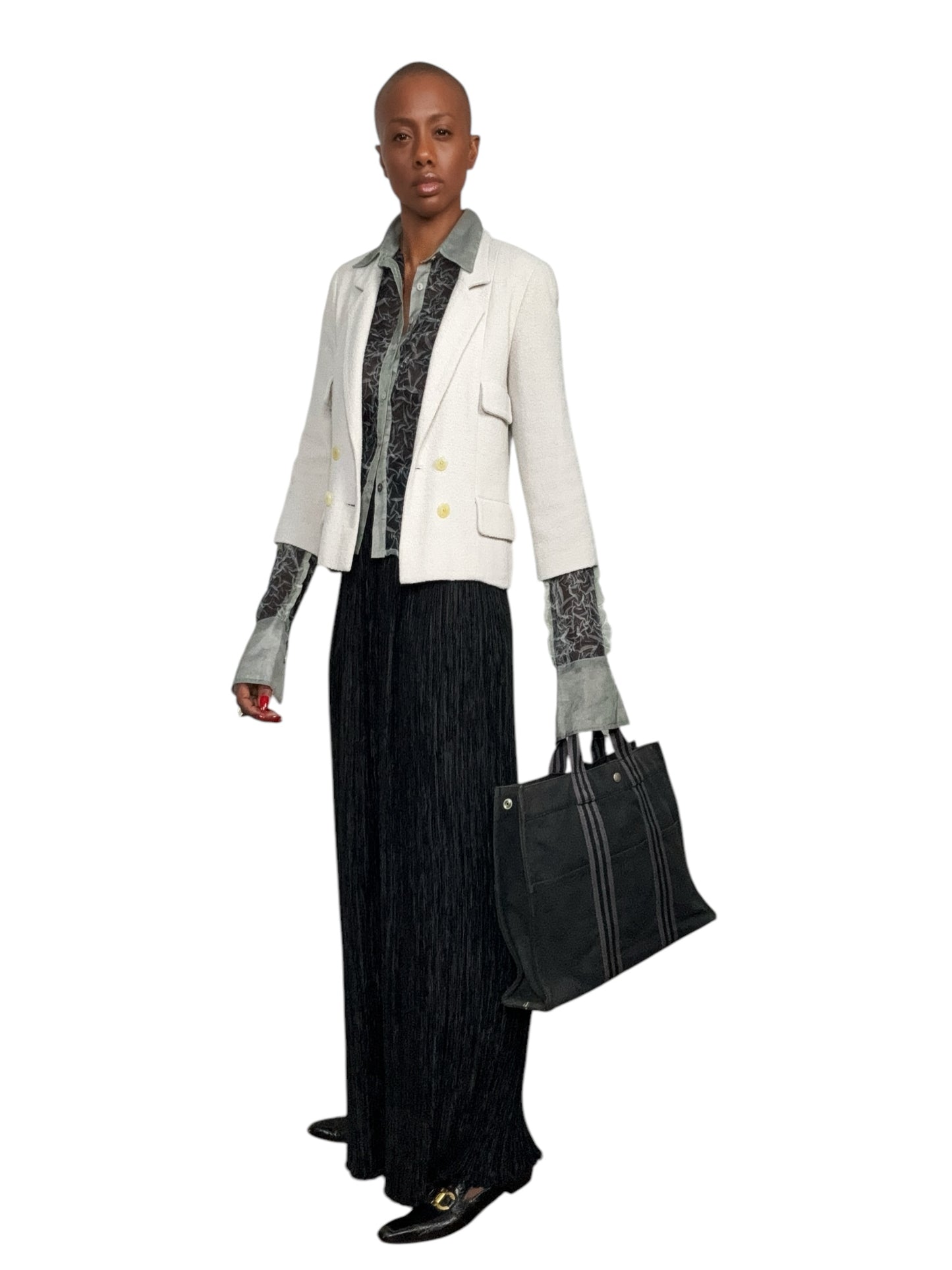 Vintage Chanel Stone 2 Button Blazer (P12693V07322)