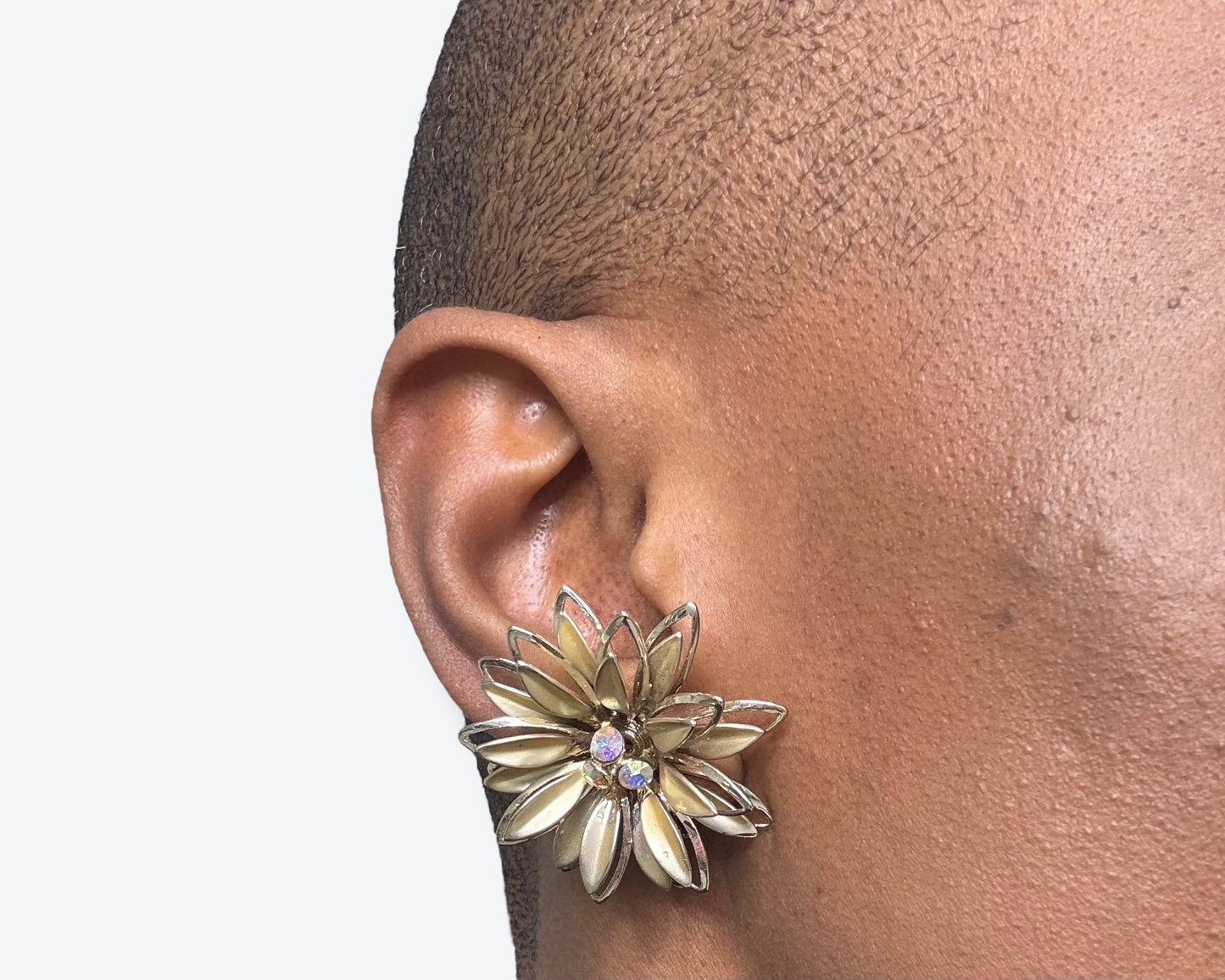 Vintage Floral and Gem Clip Earrings