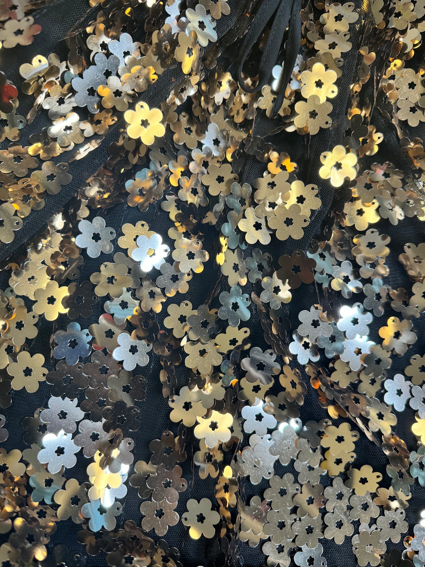 NWT: Gold floral sequins baby doll dress