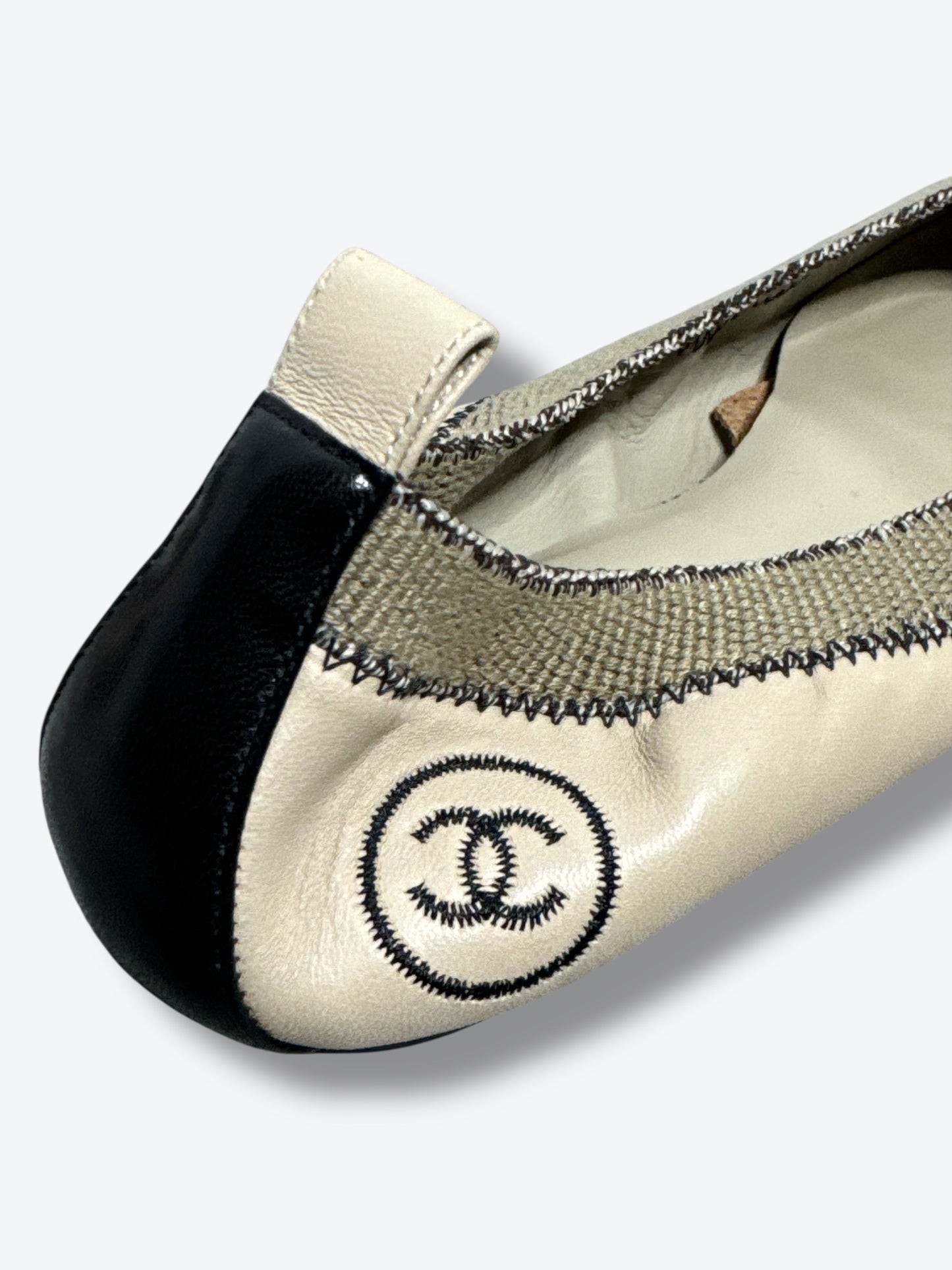 Y2K Chanel Cambon elastic ballerina flats (37.5) D G26642