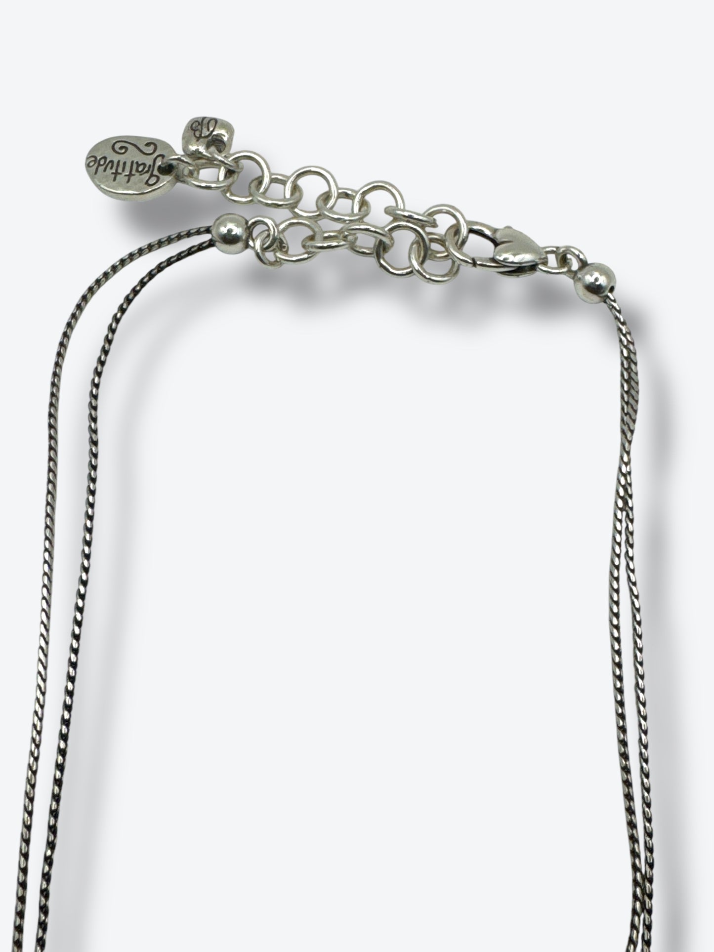 Vintage Brighton 8” Double Strand Sliver Peace, Love, Gratitude Necklace
