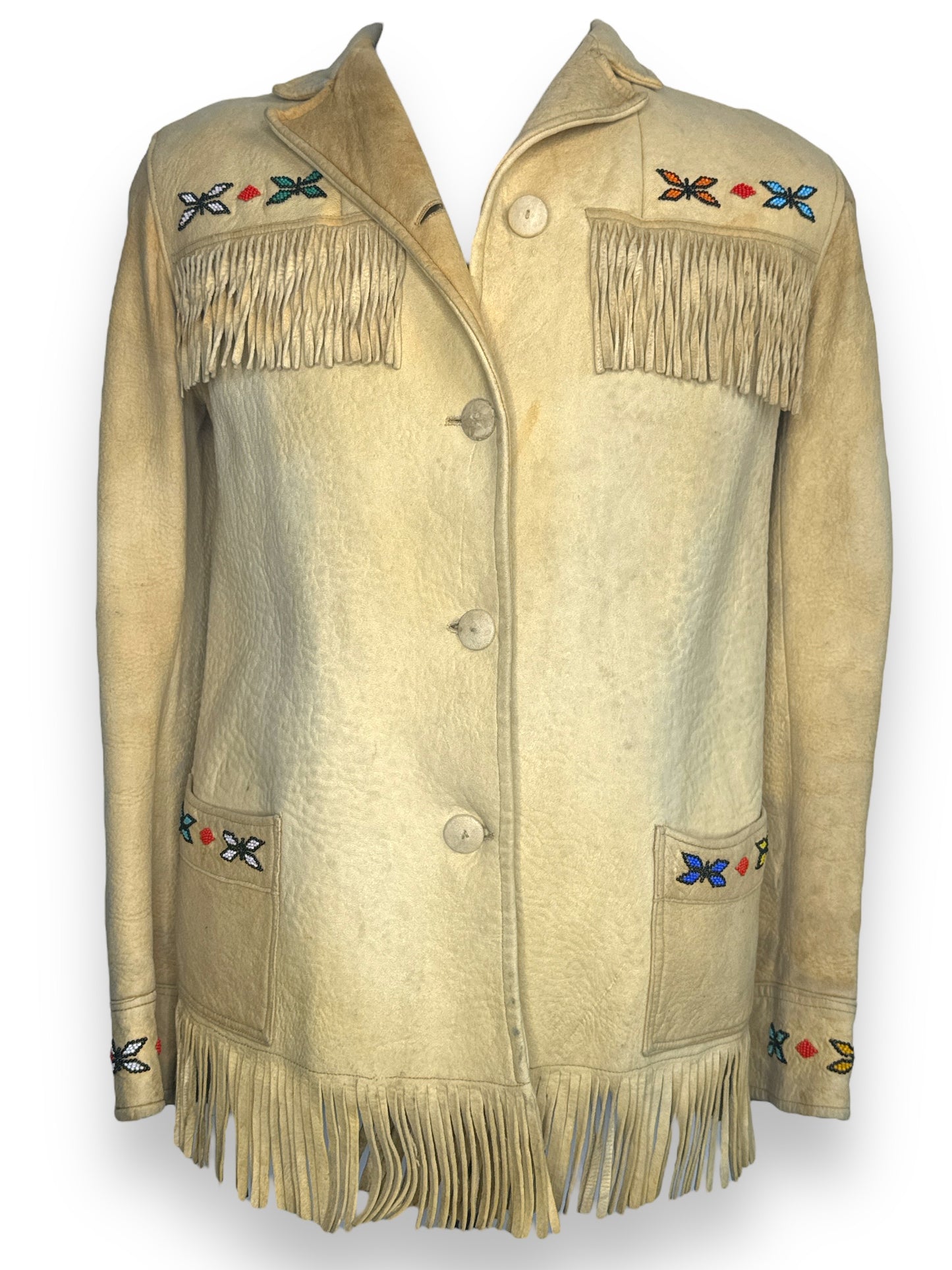 1960s Fringe and Beaded Suede Shirt Jacket