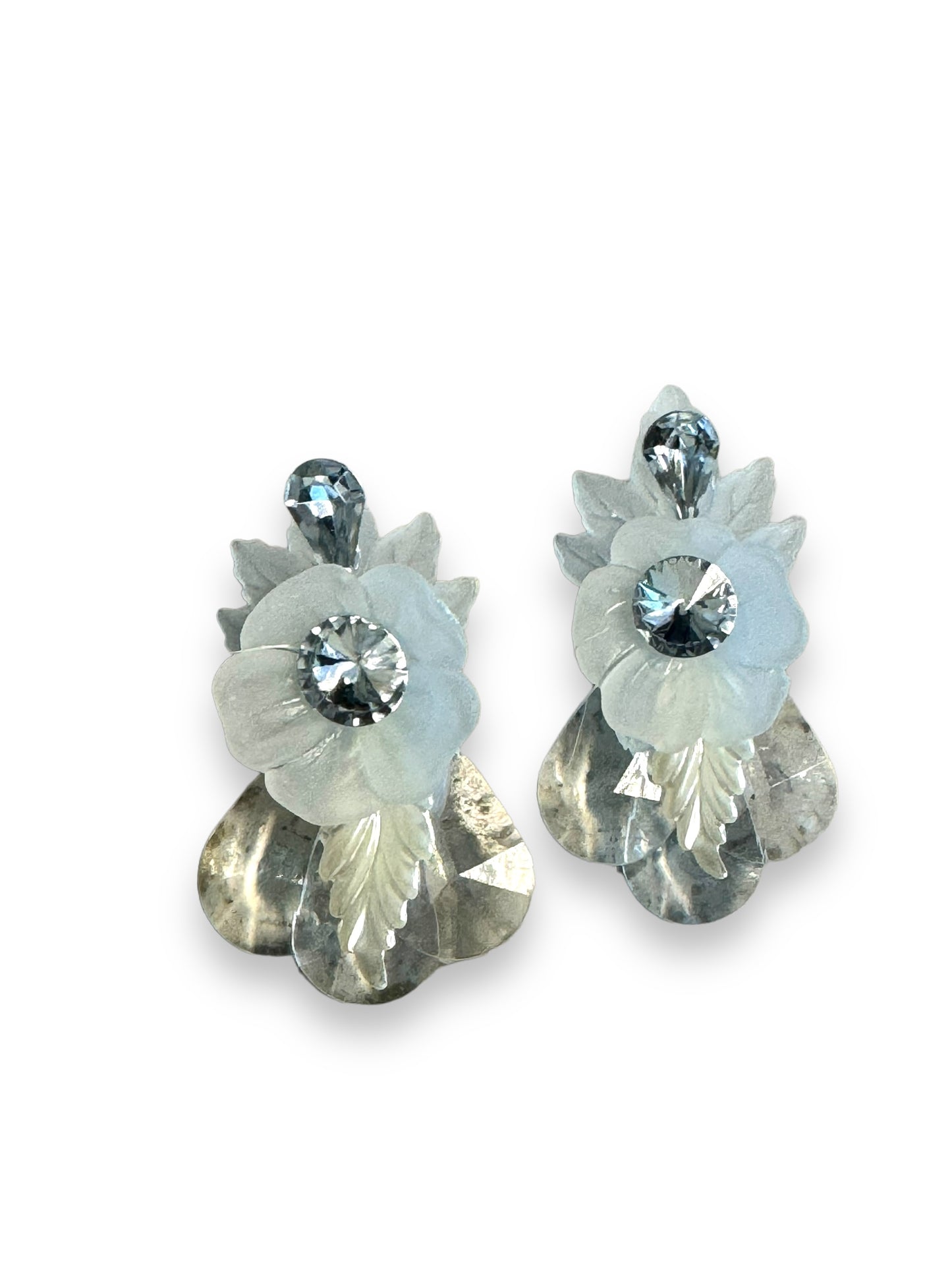 1990s Floral and Lucite Post Earrings