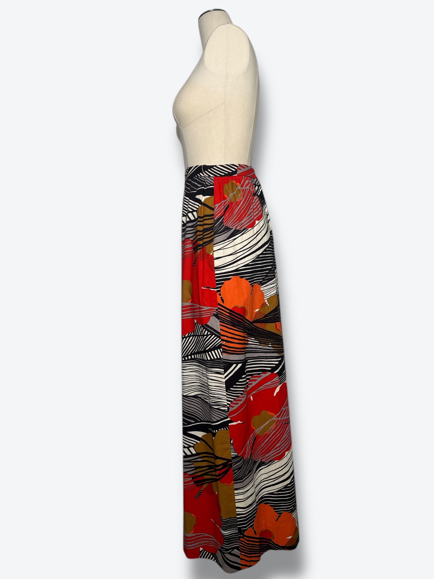 #3. 1960s Floral High-waisted Straight-Cut Maxi Skirt