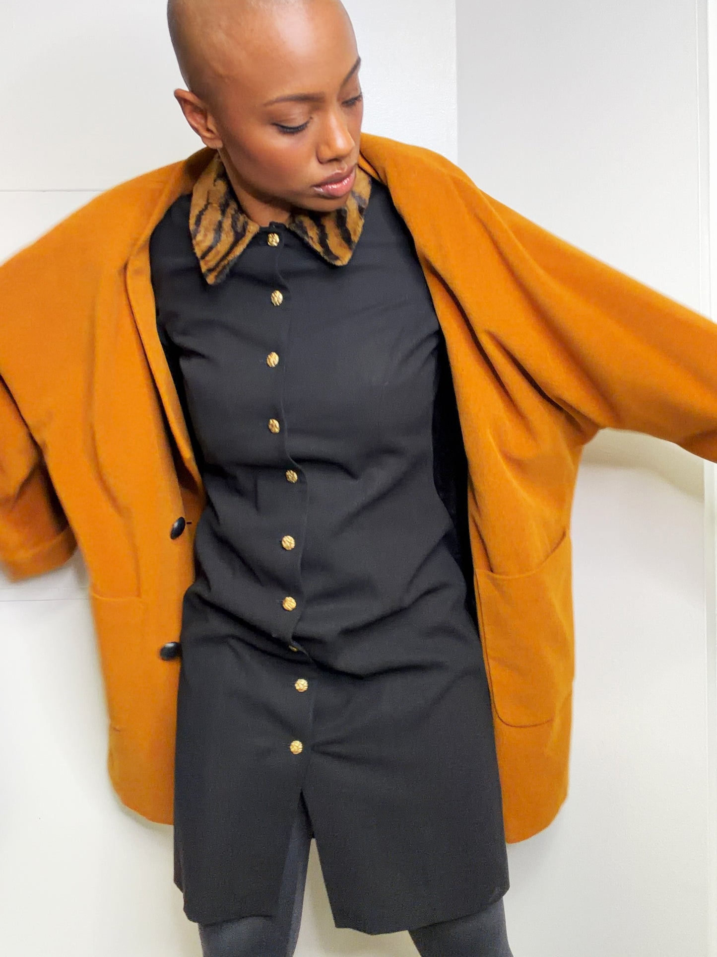 1980s/90s Kemar Tiger Collar Shirt Dress