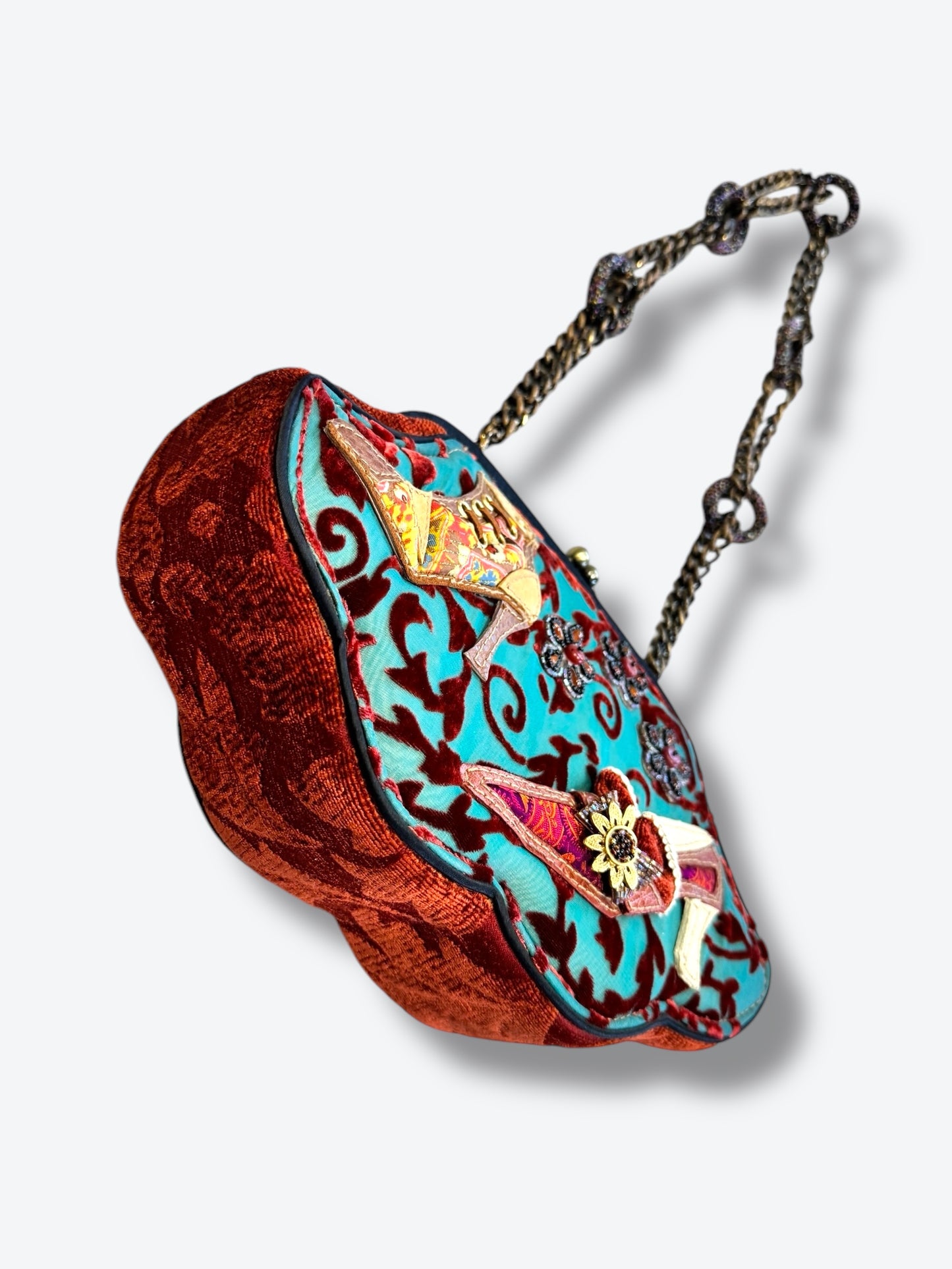 Vintage Mary Frances Beaded Shoe Kiss lock bag