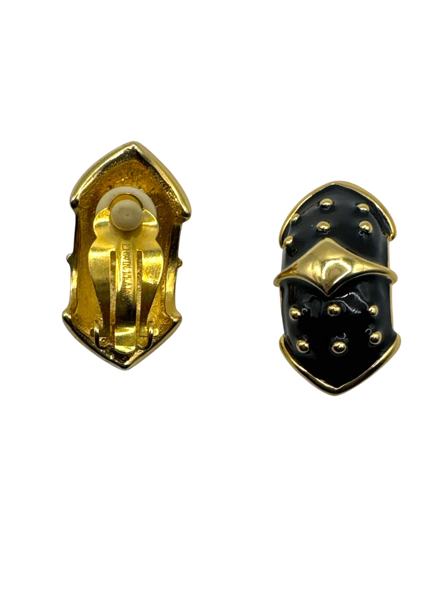 Vintage 1” Gold & Enamel Clip Ons