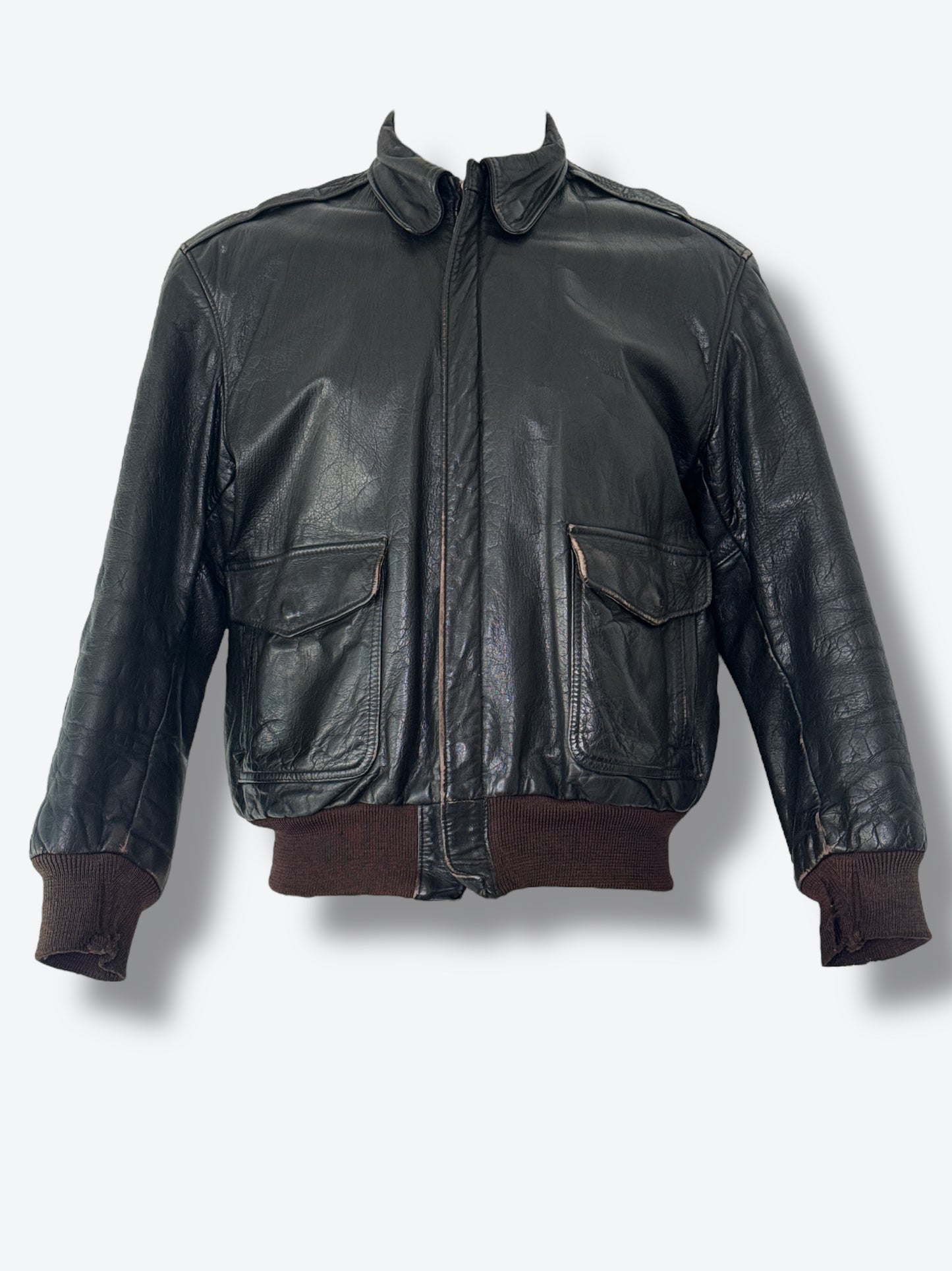 Vintage LL Bean “Worn” Leather Bomber Jacket