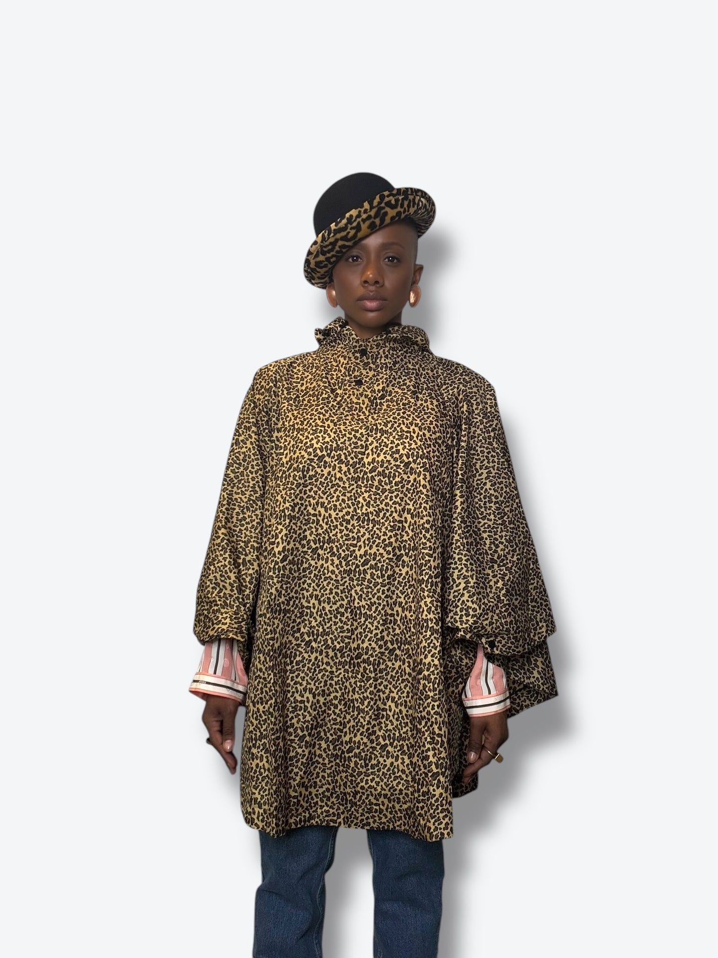 Vintage Liz Claiborne Black Felt + Cheetah Hat