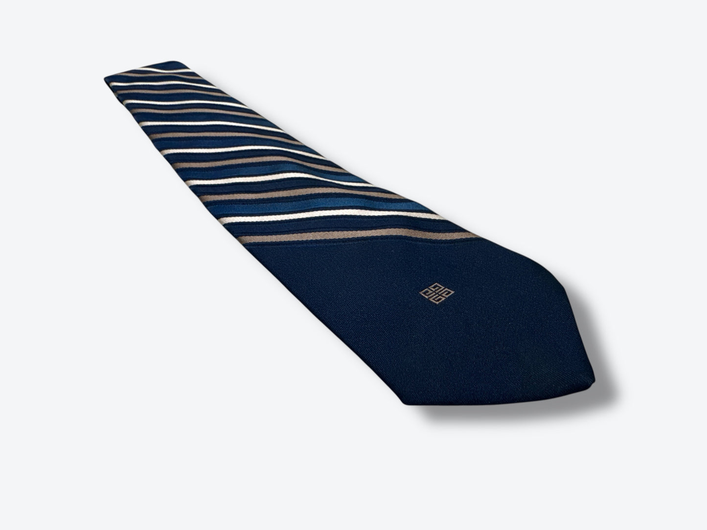 1980s Givenchy Regimental Navy Stripe Tie
