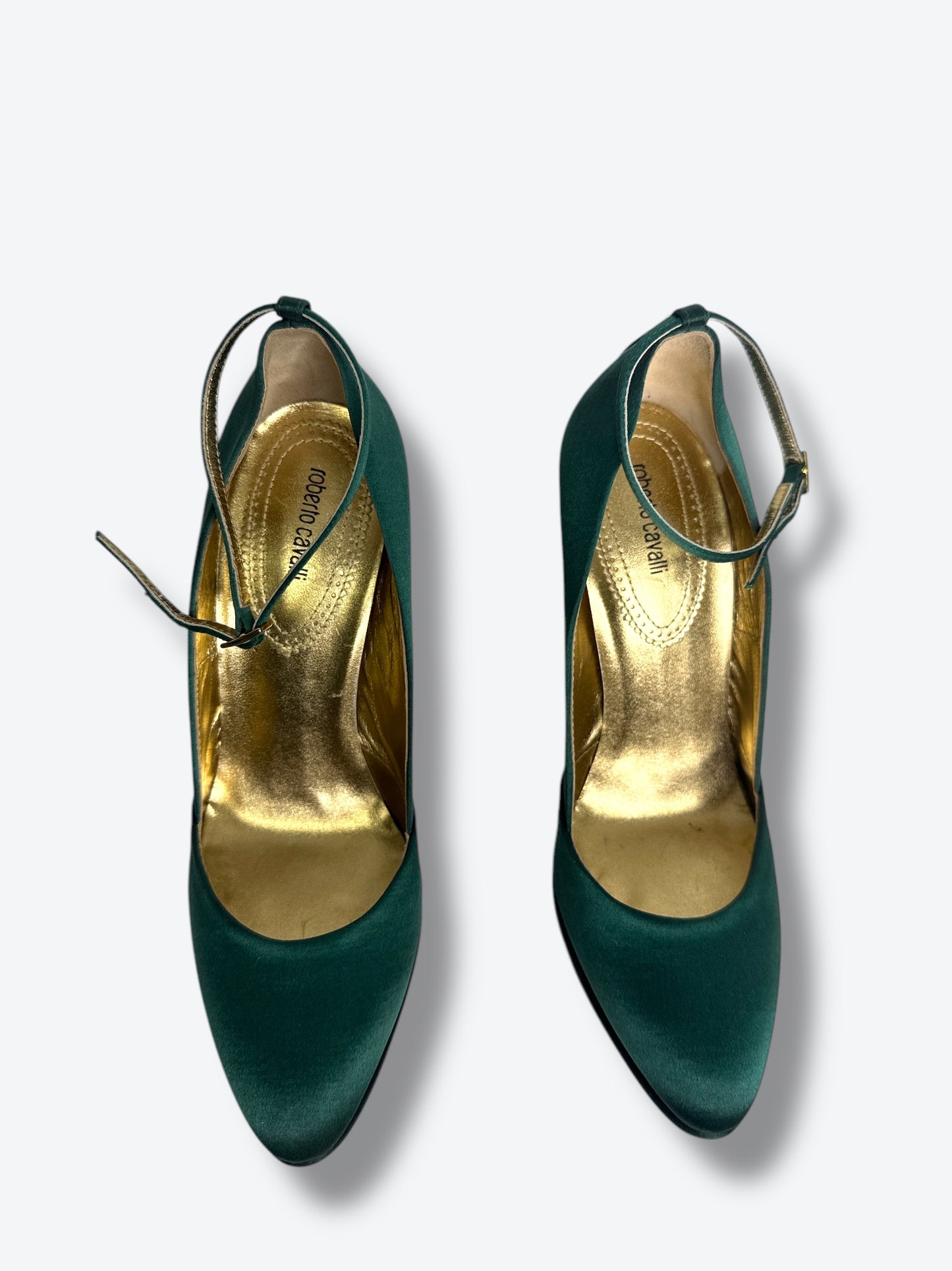 Roberto Cavalli Green Smerillo Gem Heel Platforms