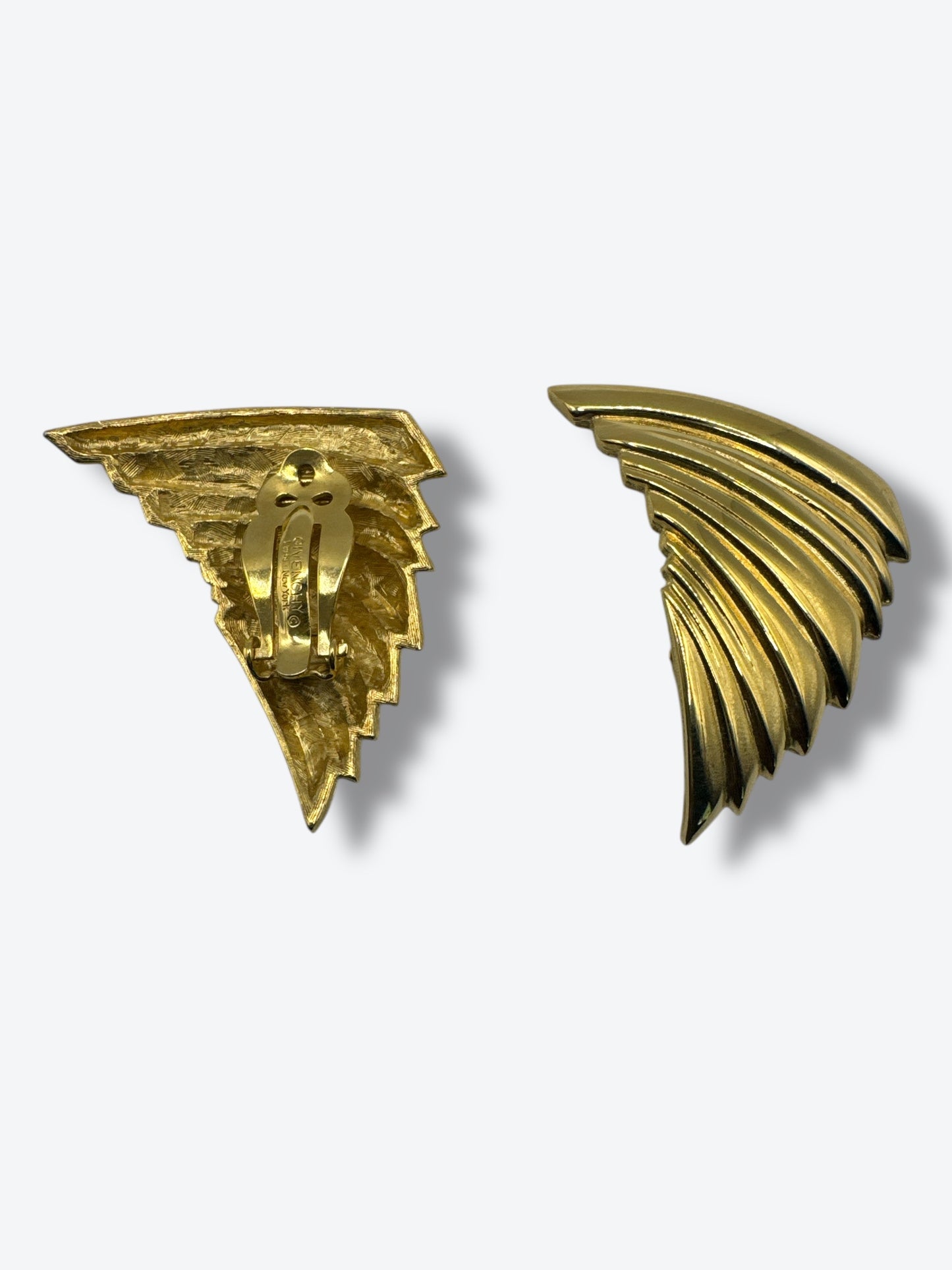 1980s Givenchy Gold Fan Earrings (Clip)