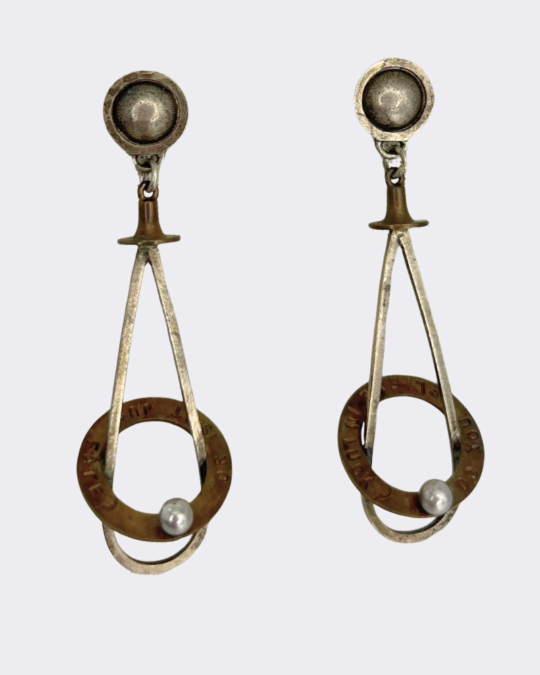 1970s “Do You Feel Lucky” Brutalist/Modern Style Post Earrings