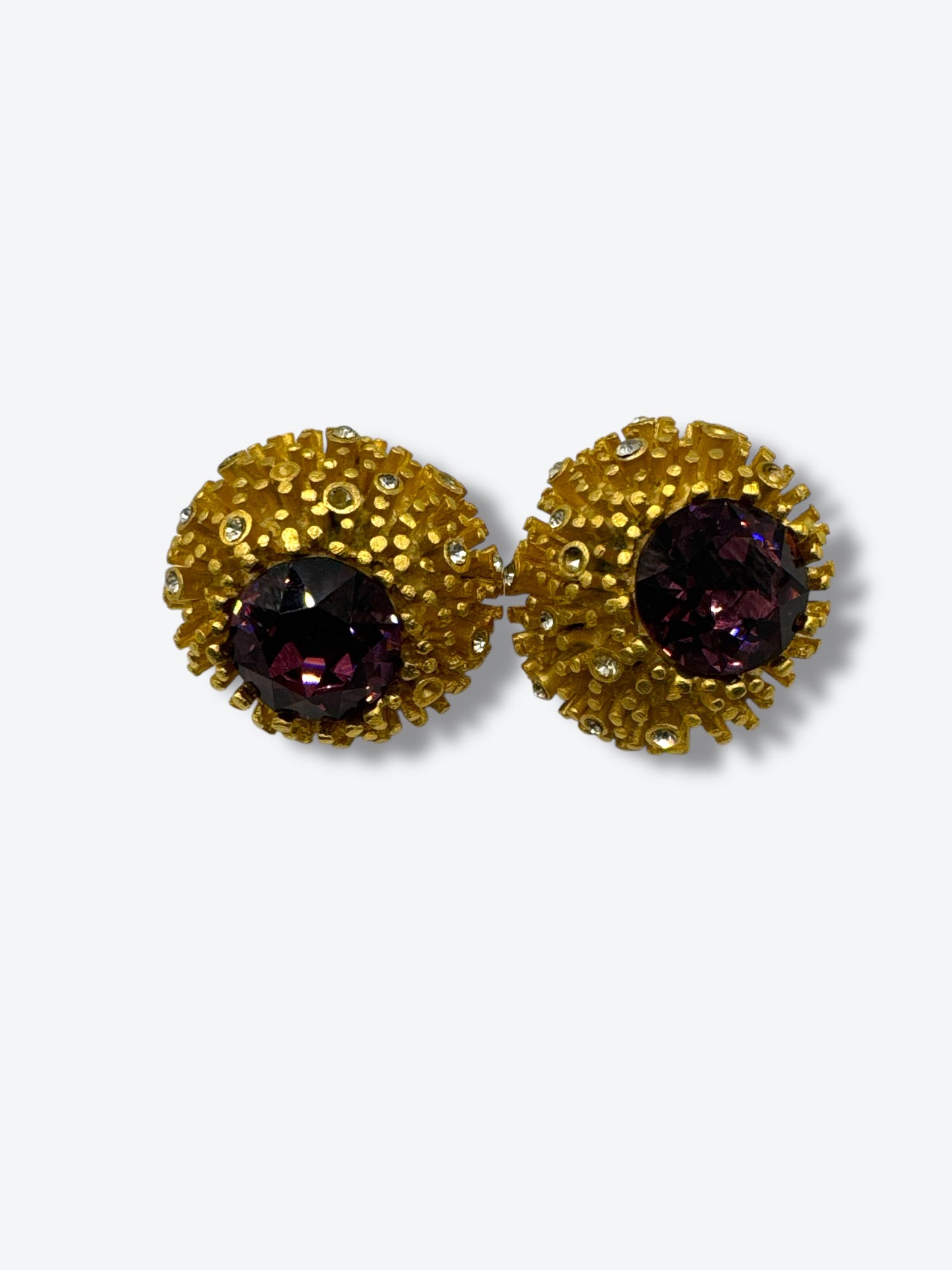 Vintage Amethyst Rhinestone Statement Set – Necklace & Earrings