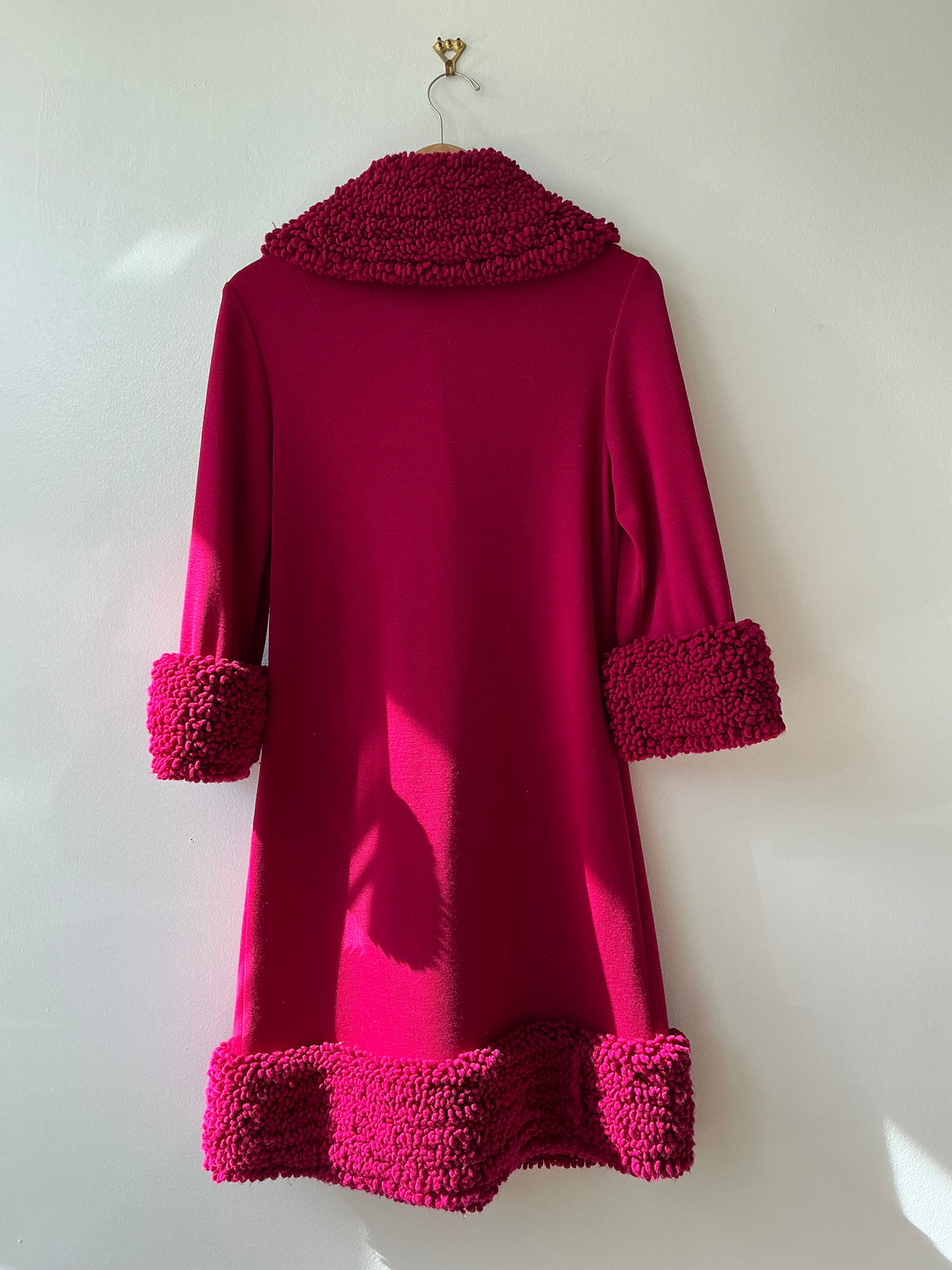 1960s Pink Curly Wool Sweater Jacket