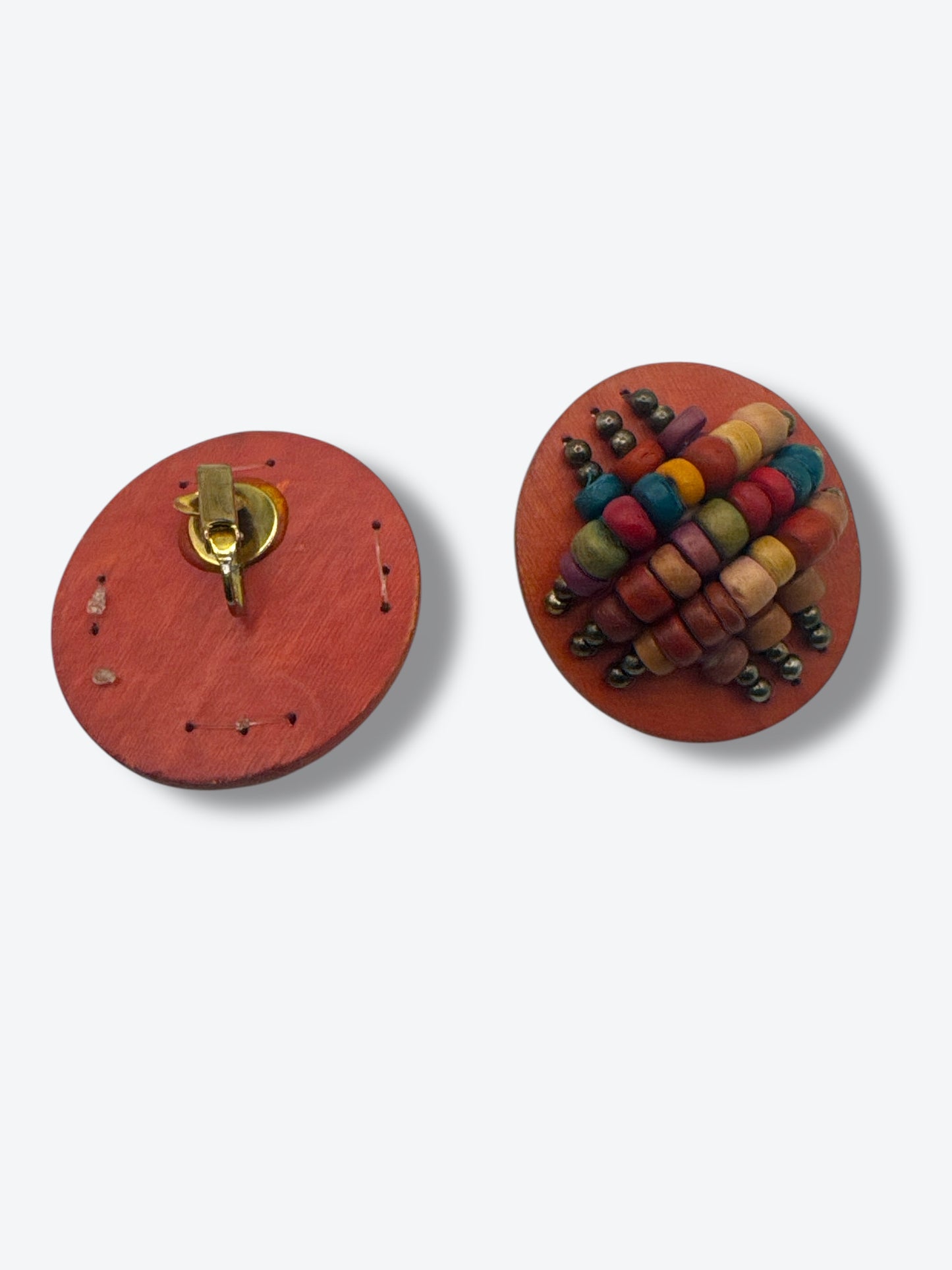 Vintage Wooden Beaded Earrings