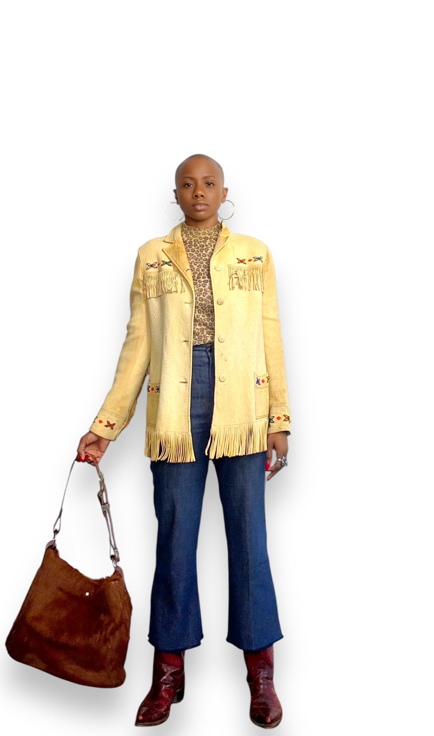1960s Fringe and Beaded Suede Shirt Jacket