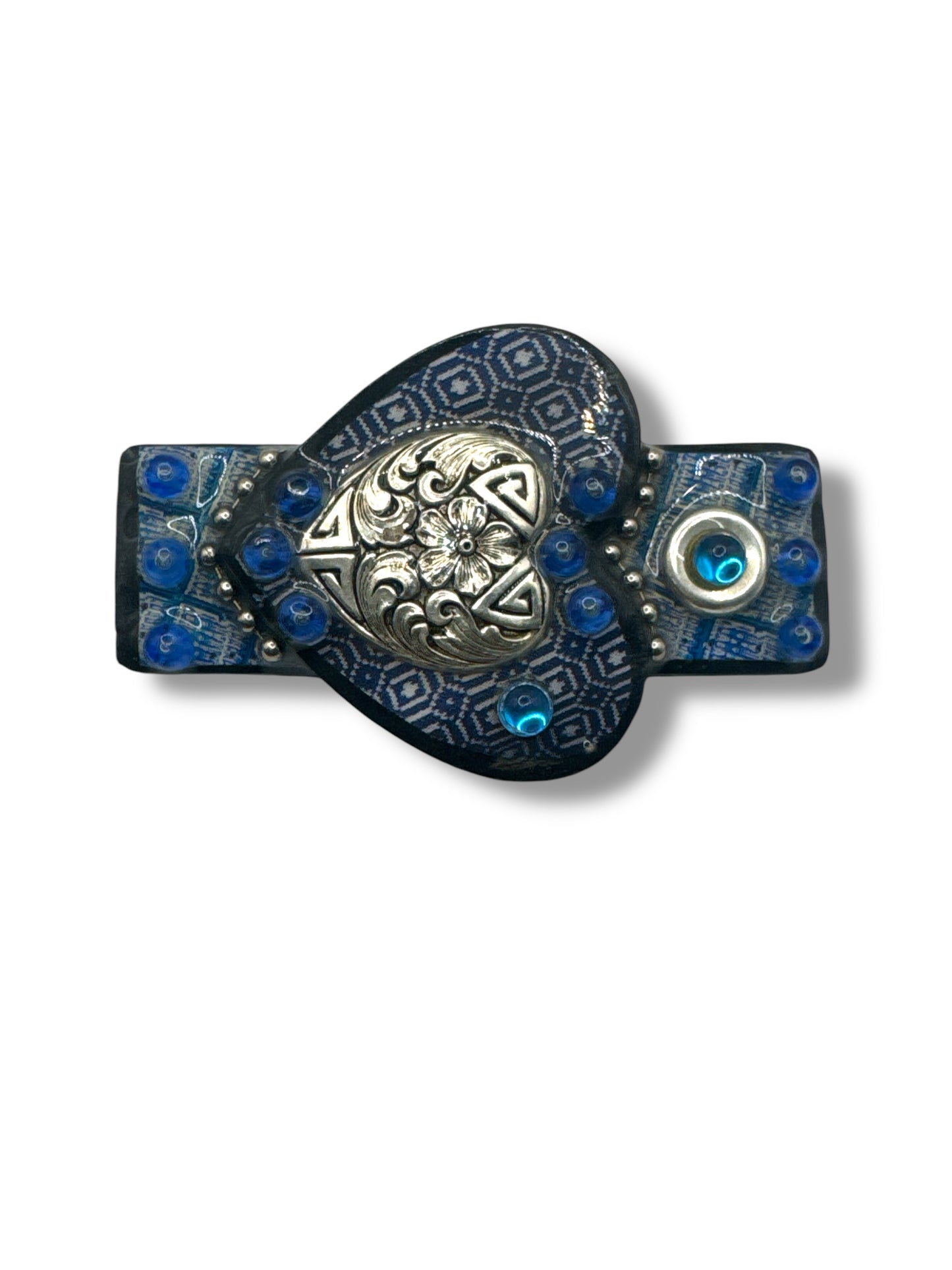 1988 2.5” B. Carbel Blue Heart and Gem Brooch