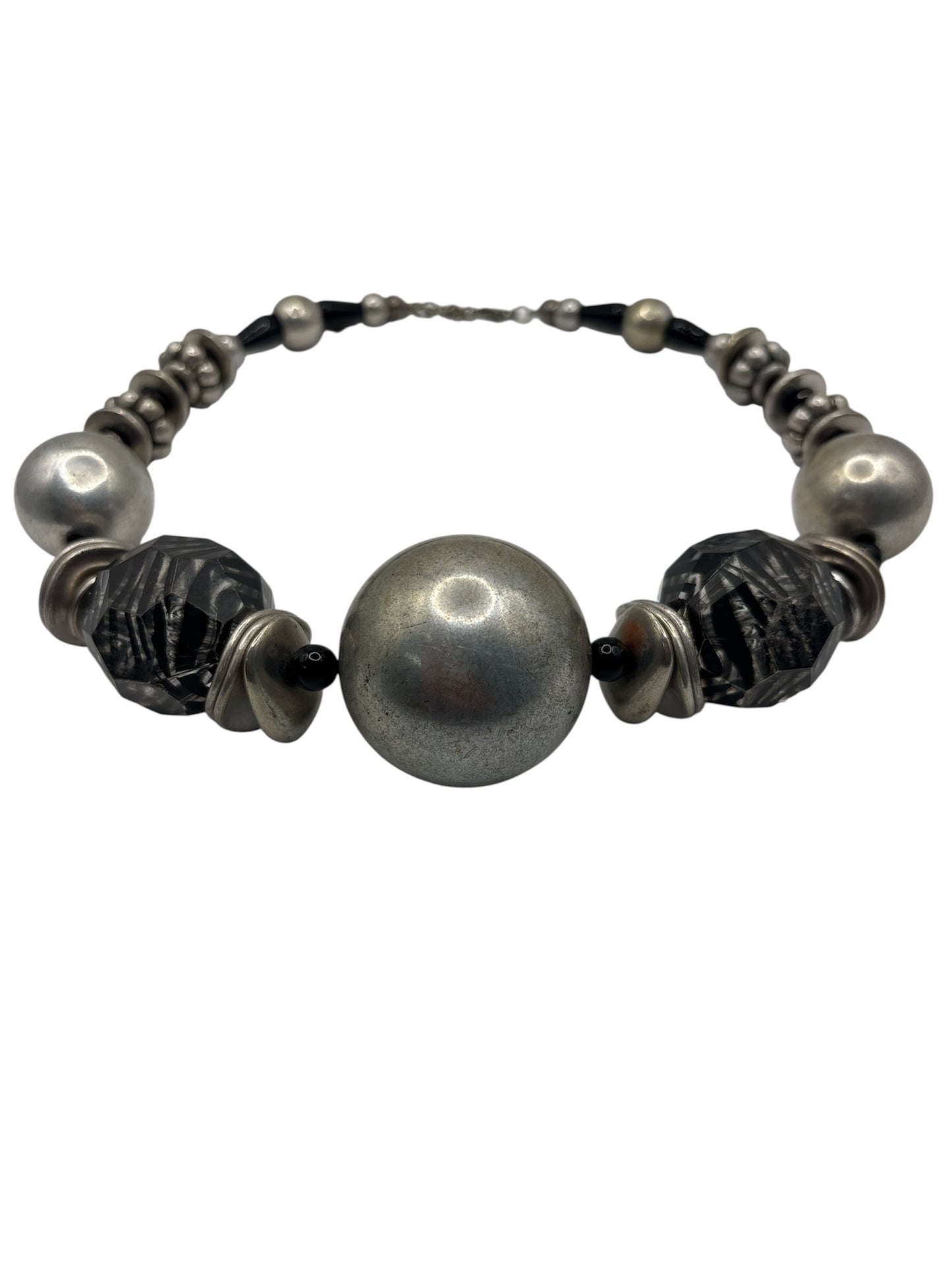 Vintage Brutalist Sliver Ball Necklace