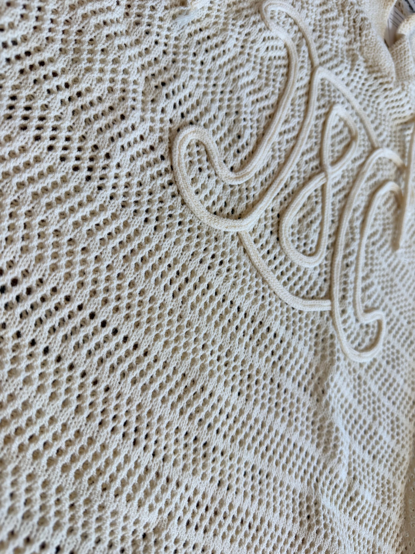 Trend: Celine Creme Netted Beach Sweater