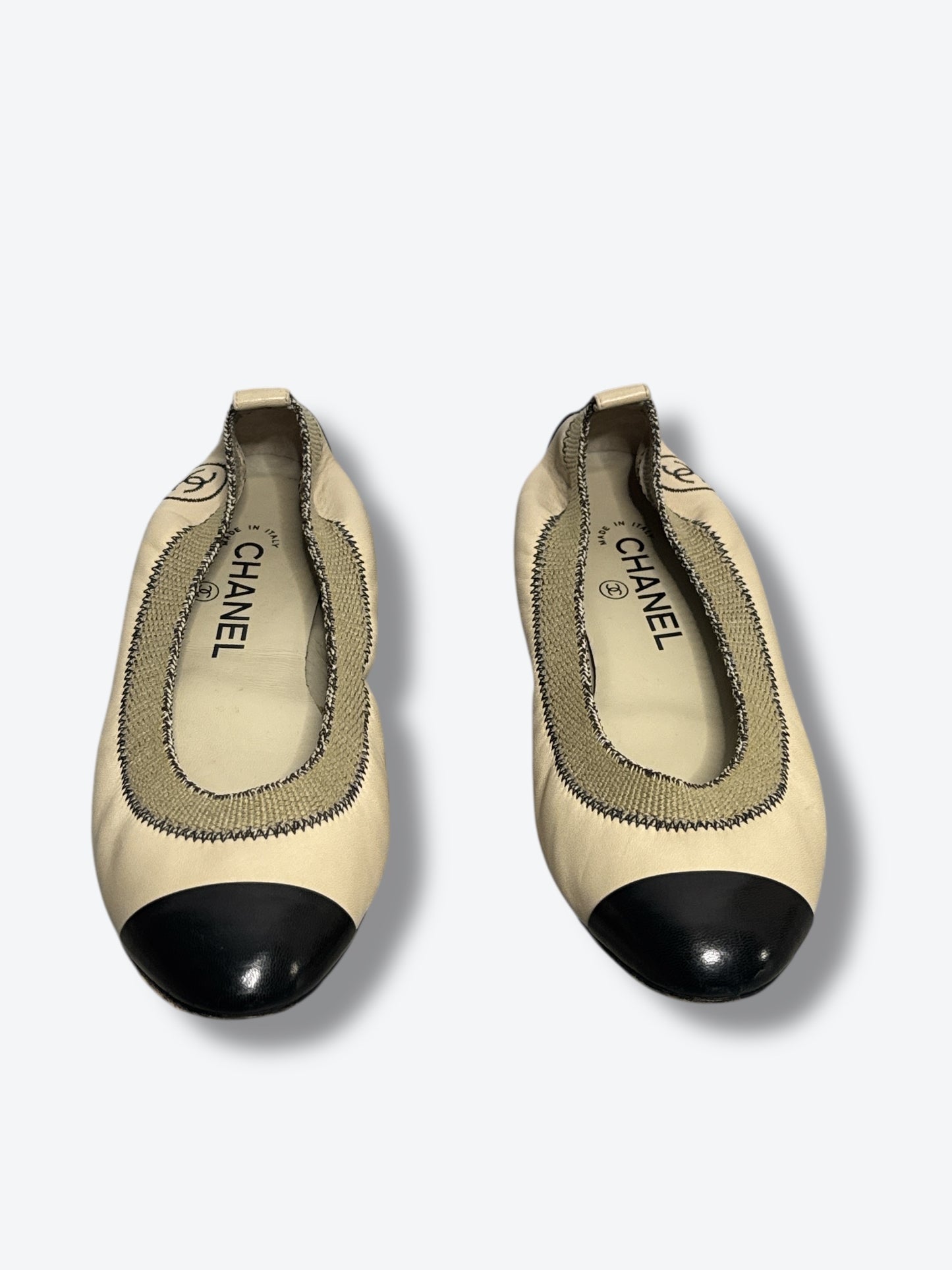 Y2K Chanel Cambon elastic ballerina flats (37.5) D G26642