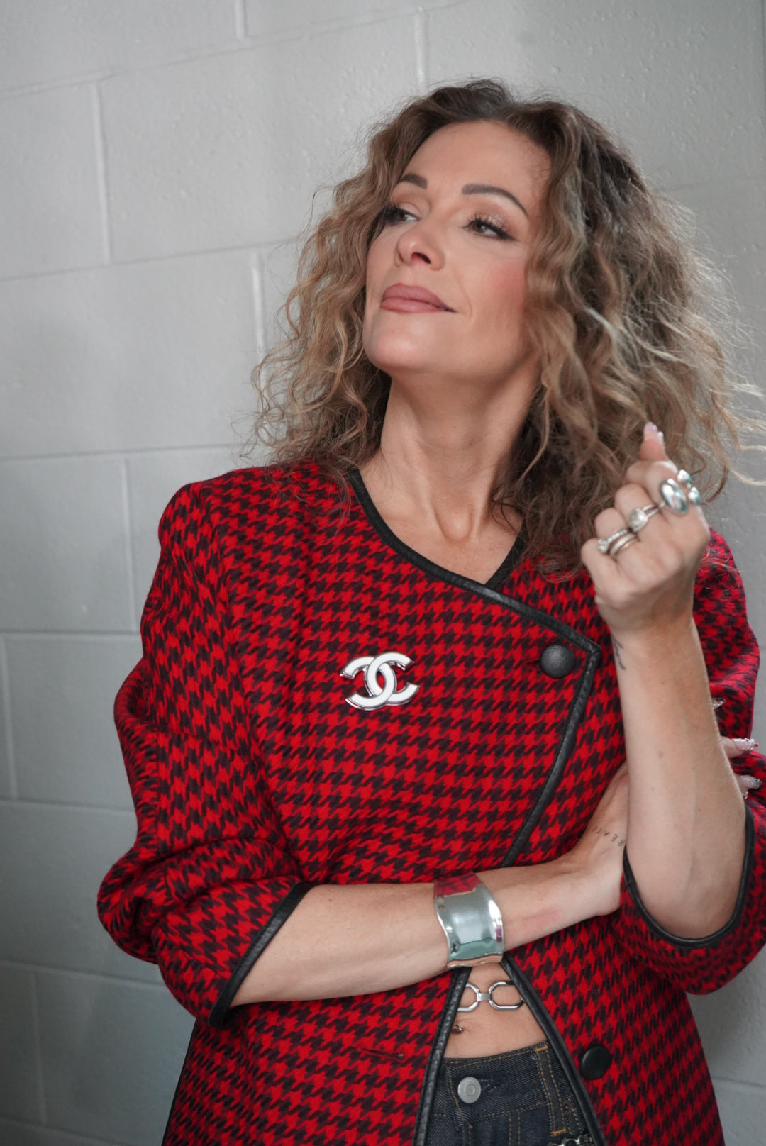 Vintage Chanel Interlocking CC Brooch – Silver Tone Statement Pin