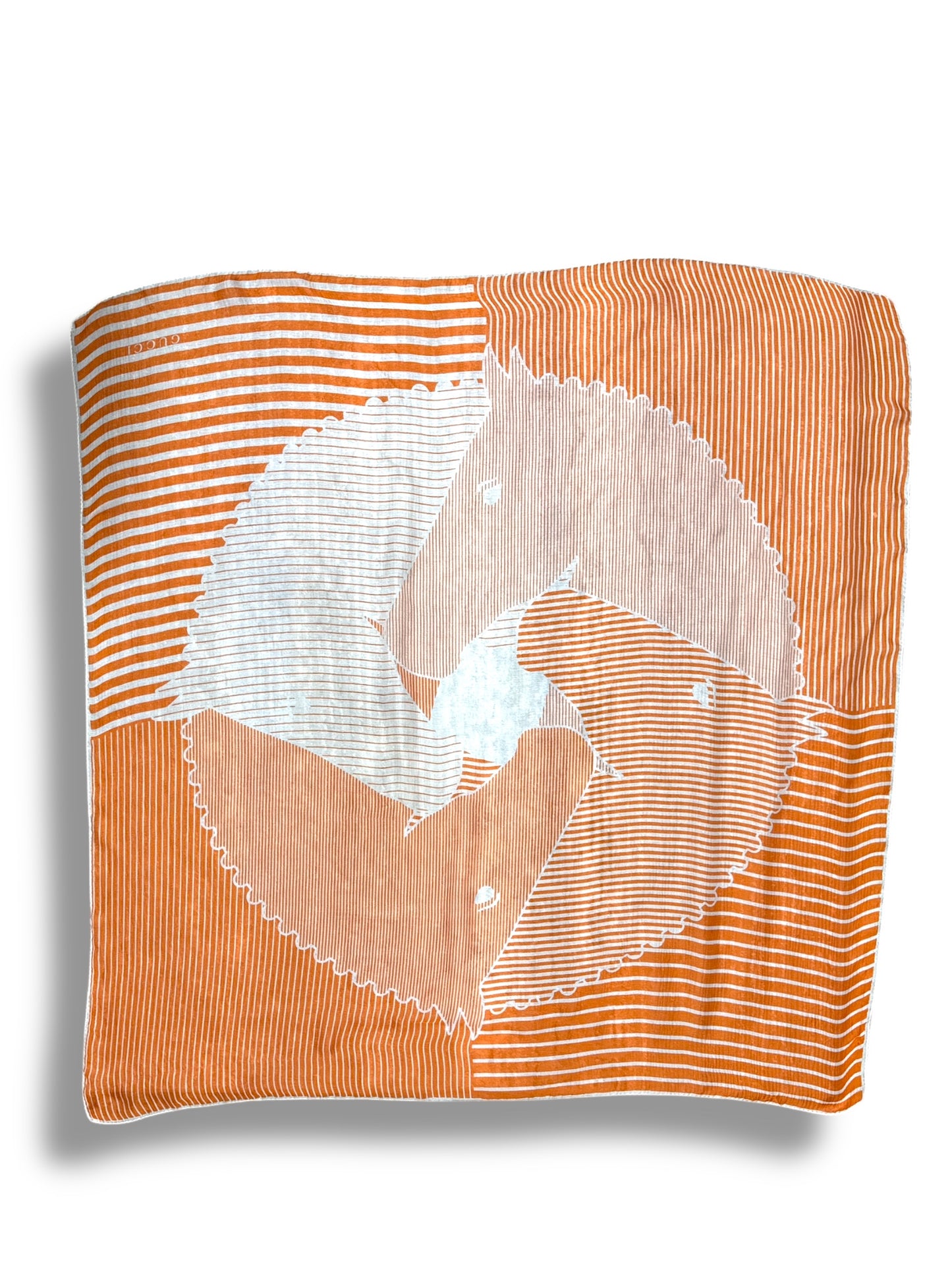 1970s “Gucci” Orange + White Horse Scarf (41” x 41”)