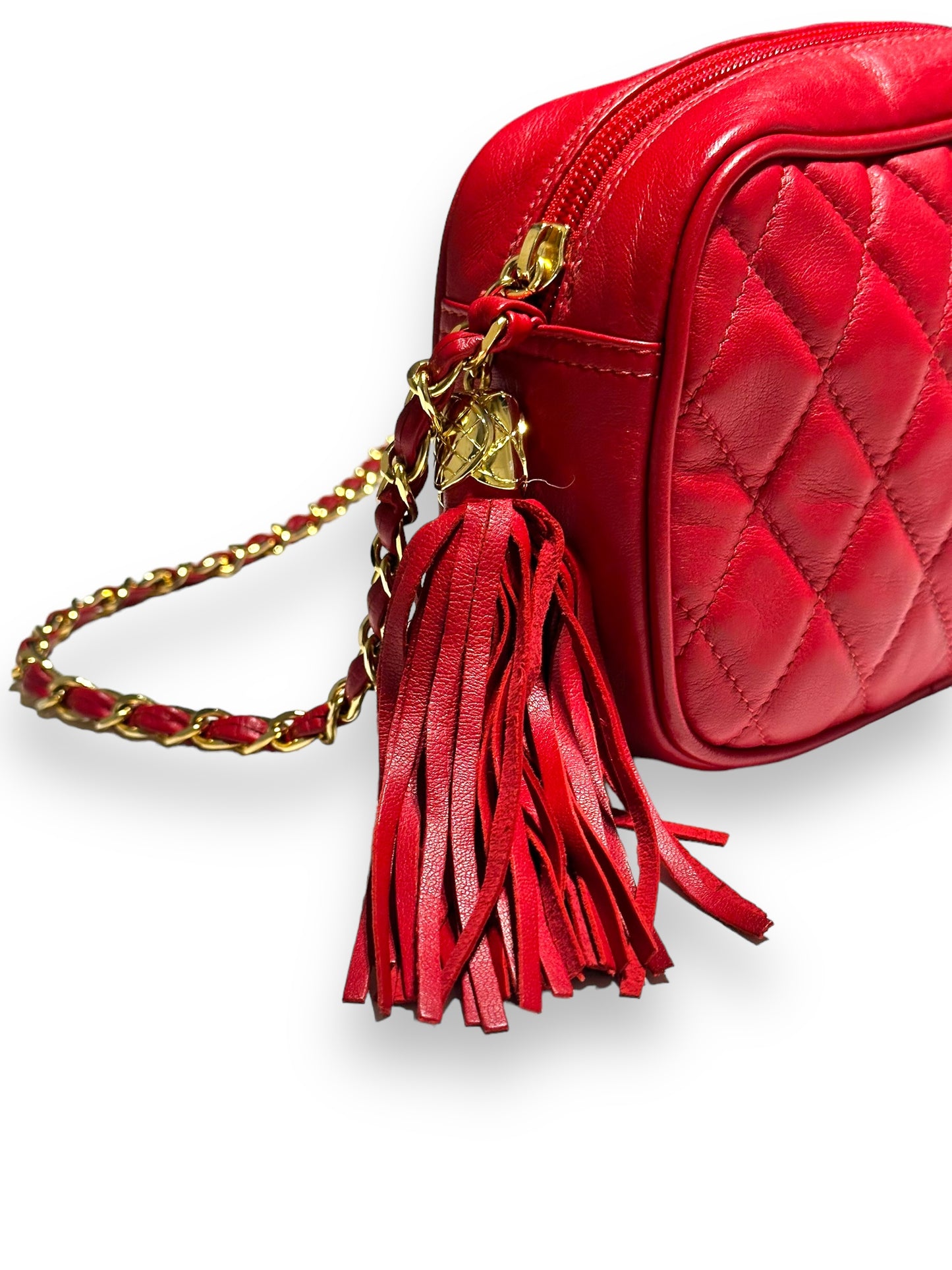 1980s • 1990s Holt Renfrew Canada Red Quilted + Chain Crossbody