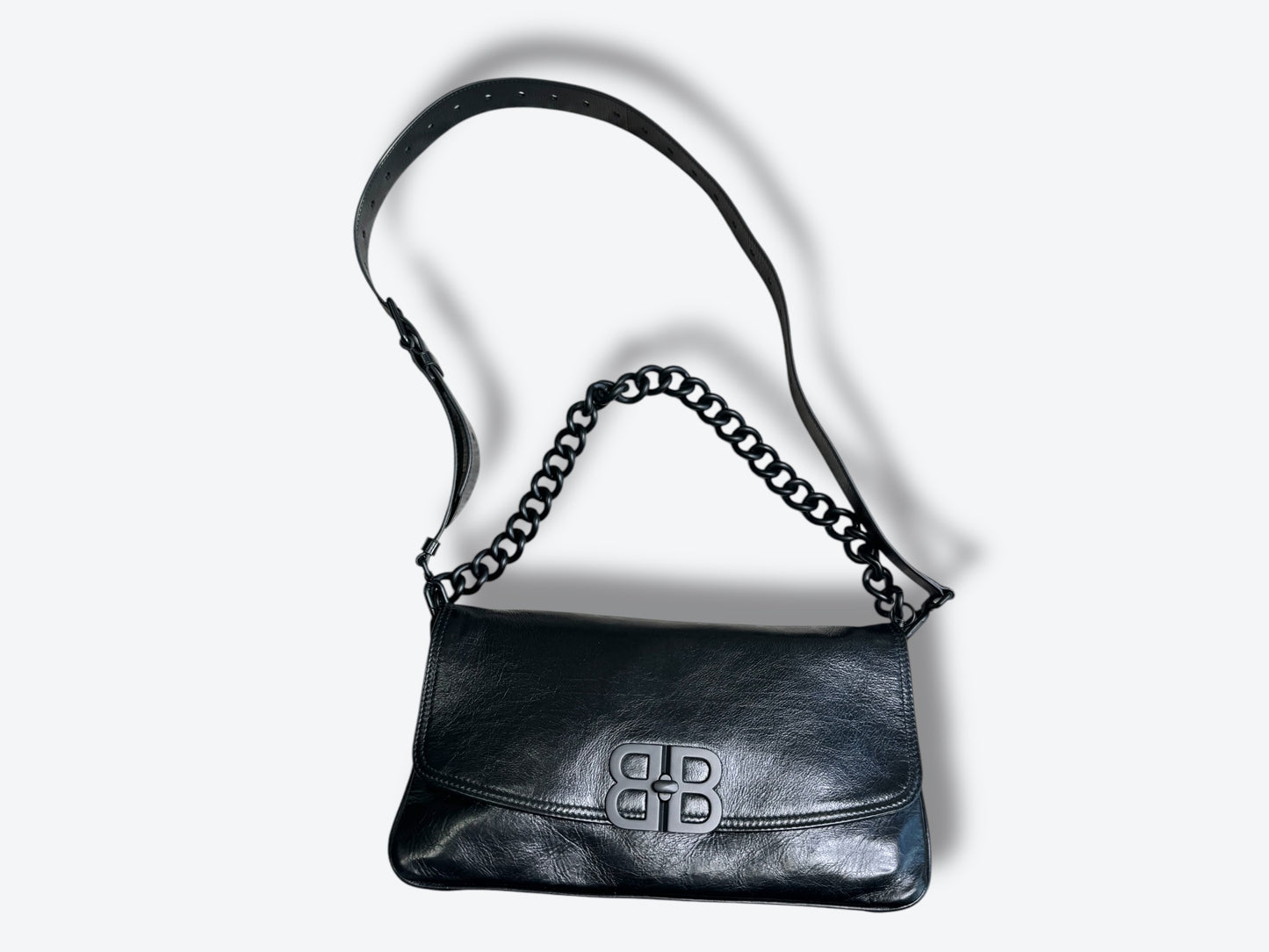 Balenciaga Monaco Leather Medium Shoulder Bag (748596 • 1000 • N • 562481)