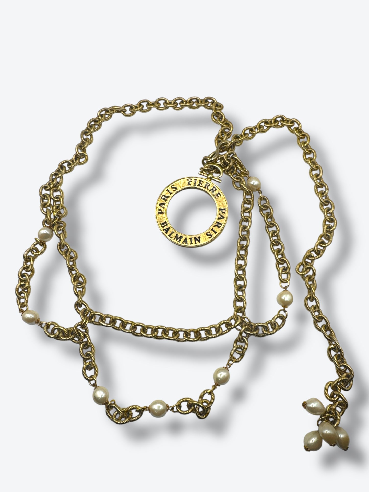 Vintage Pierre Balmain Paris Logo Pendant Chain Necklace