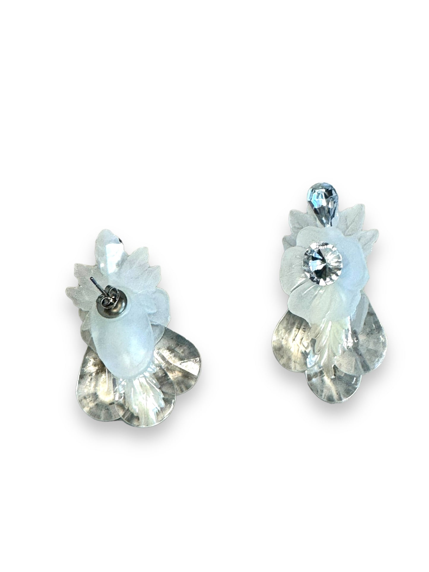 1990s Floral and Lucite Post Earrings