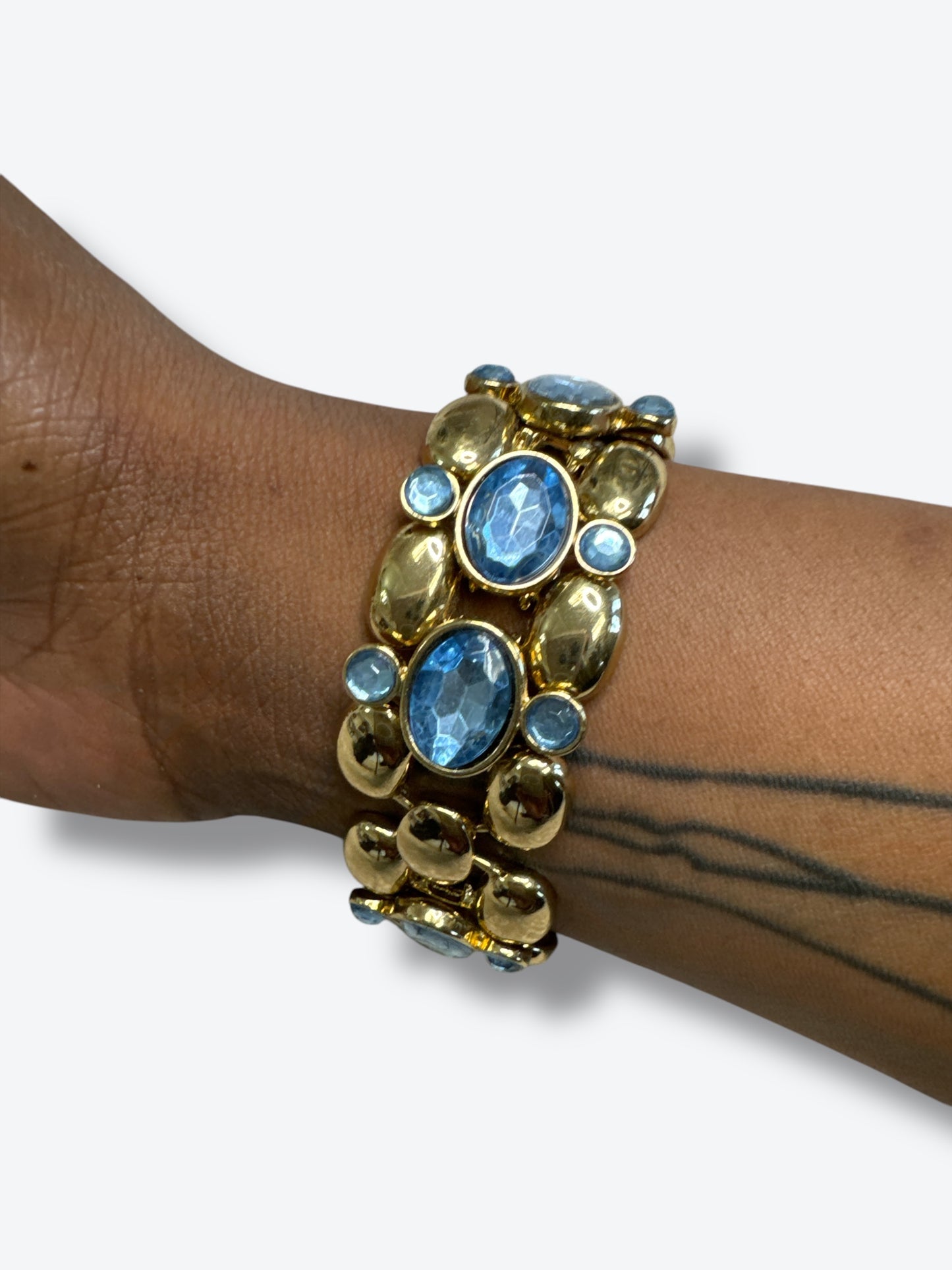 Y2K Banana Republic Gold + Blue Gem Cuff