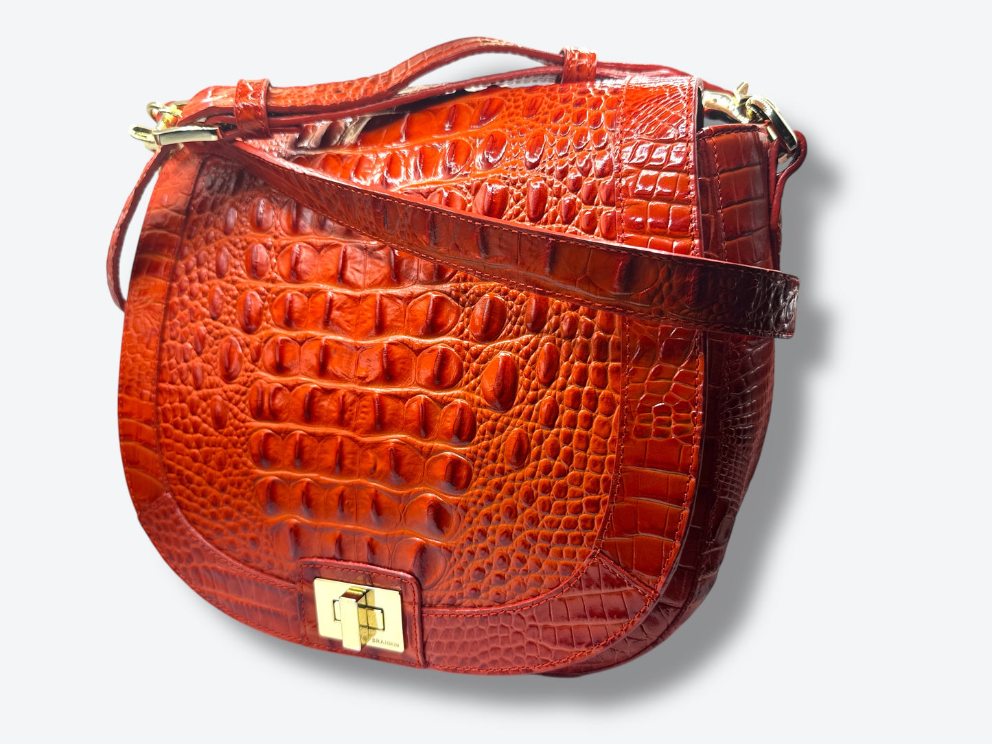 Trend: Brahmmin Orange Embossed Leather Bag