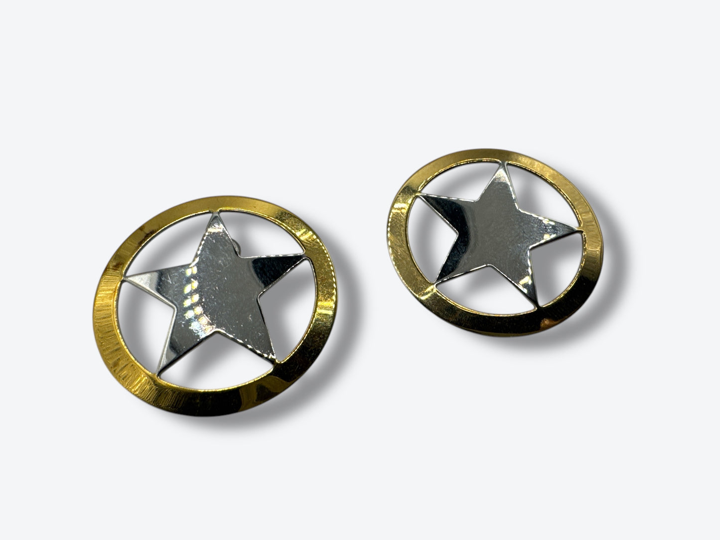 Vintage Gold and Sliver Circular Gold Earrings (Pierced)