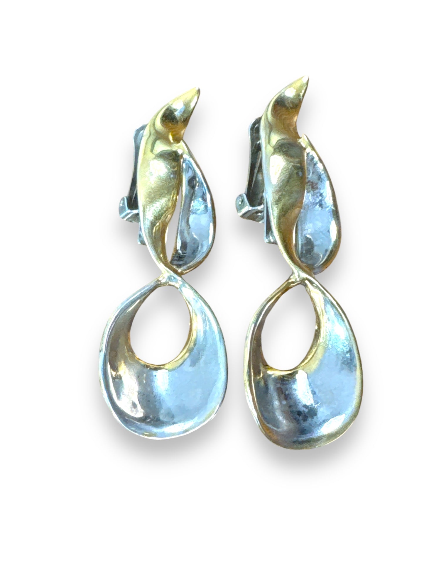 1990s Sliver Avant Garde Clip On Earrings