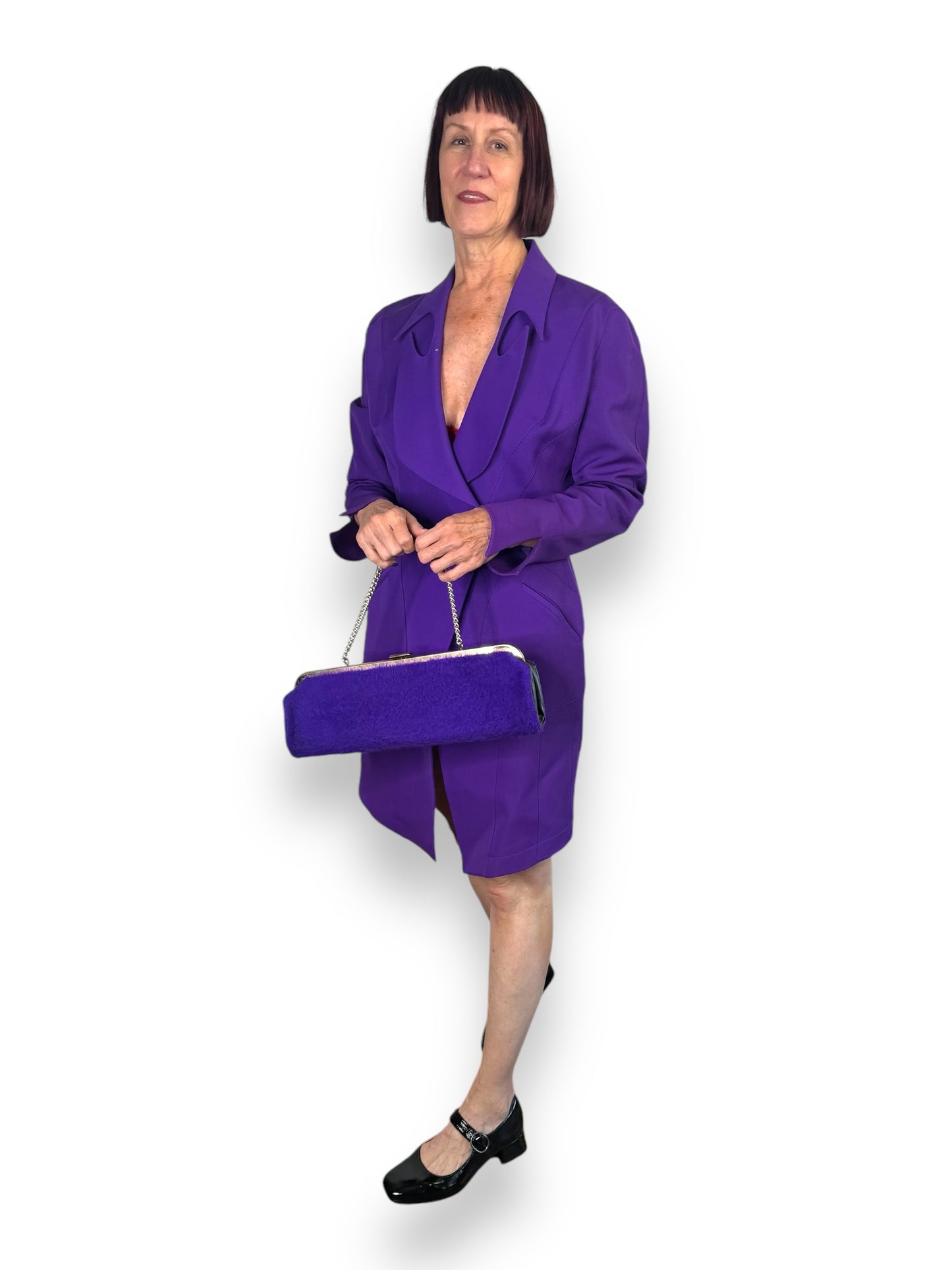1940s Purple Faux Fur Kiss Lock Bag