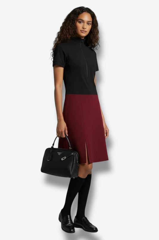 Prada Y2K Colorblock Sport Dress – Black & Burgundy