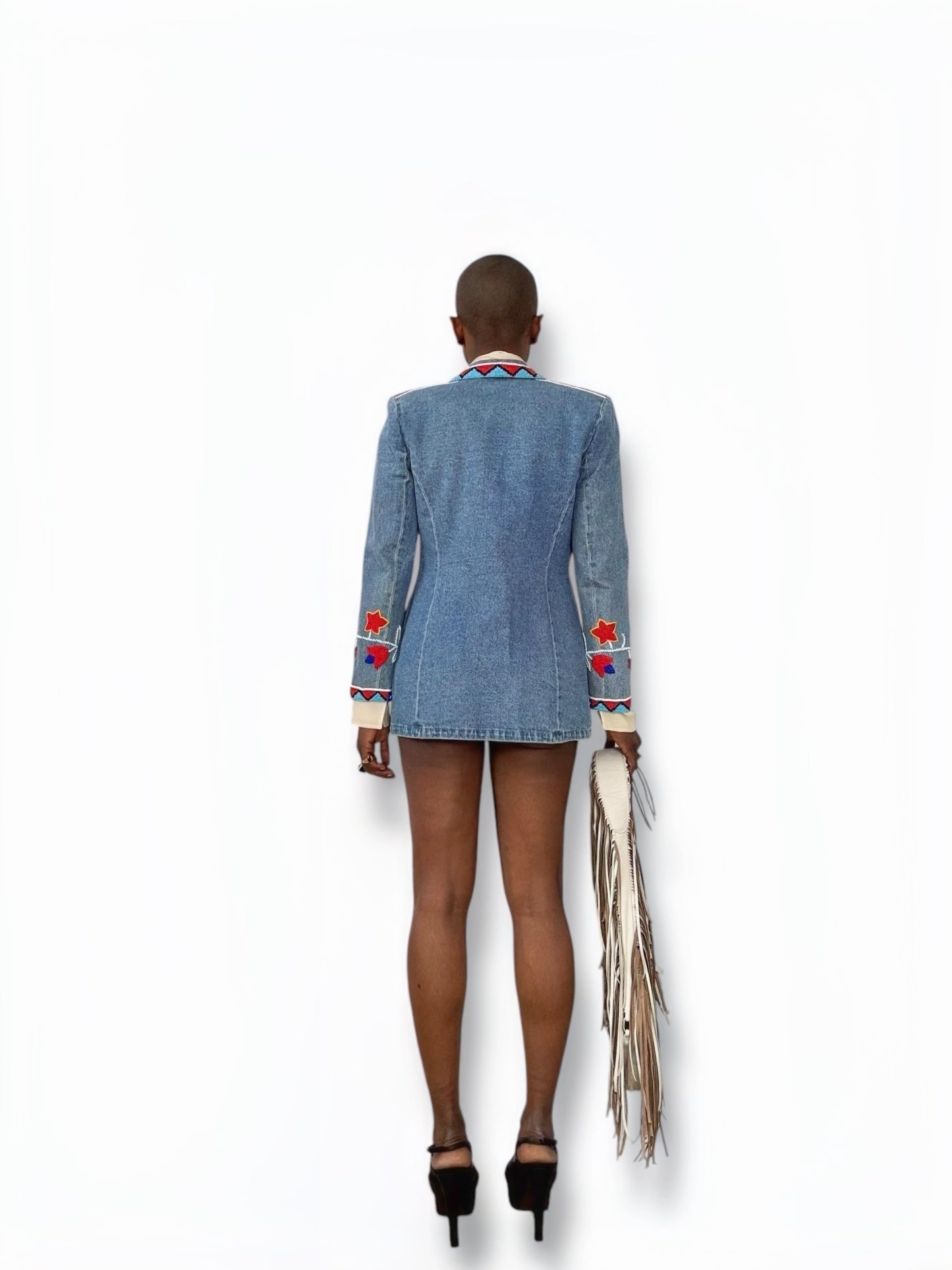 1970s Choices Denim and Embroidered/Beaded Blazer
