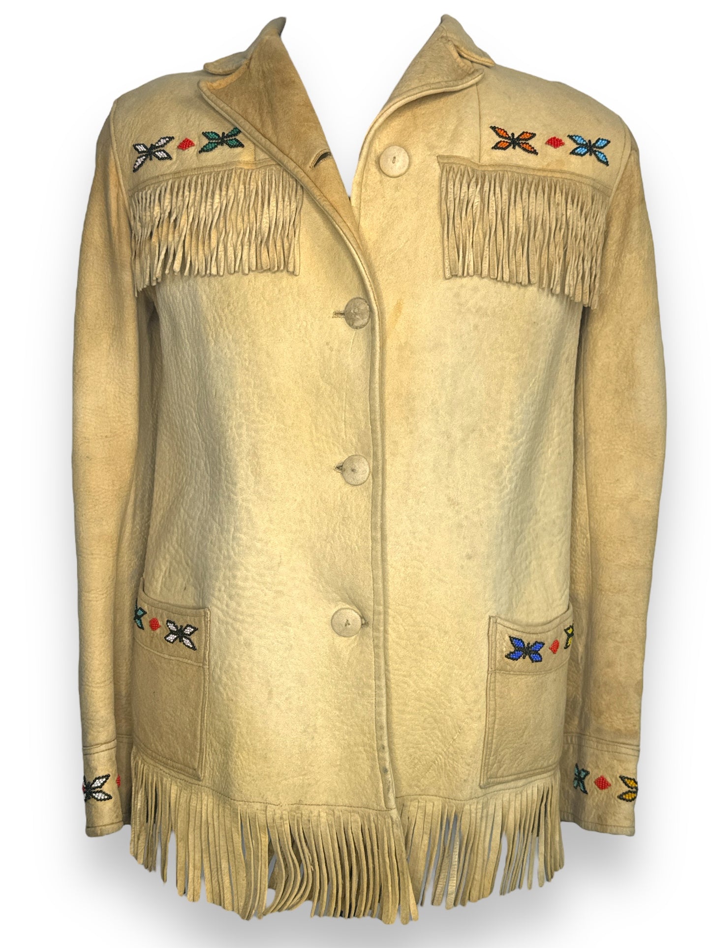 1960s Fringe and Beaded Suede Shirt Jacket