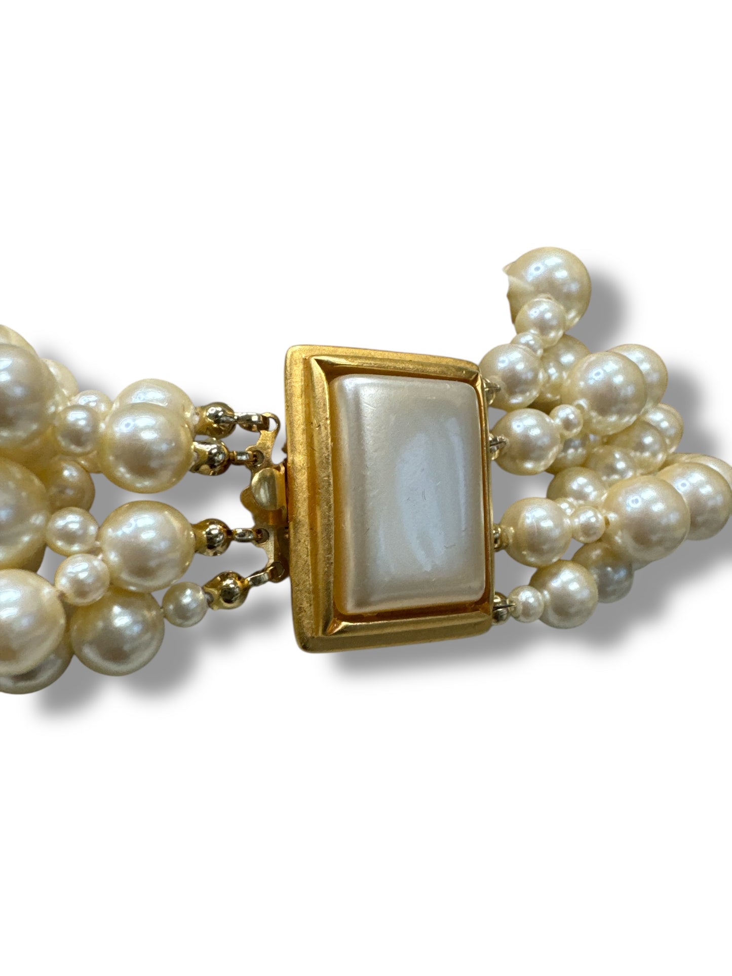 1990s/Y2K Double Stranded Layered Pearl Necklace