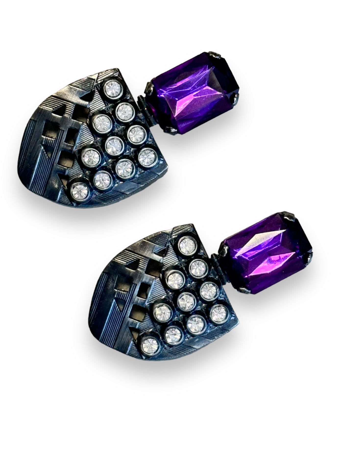 1990s Rhinestone and Gem Earrings (Clip On)