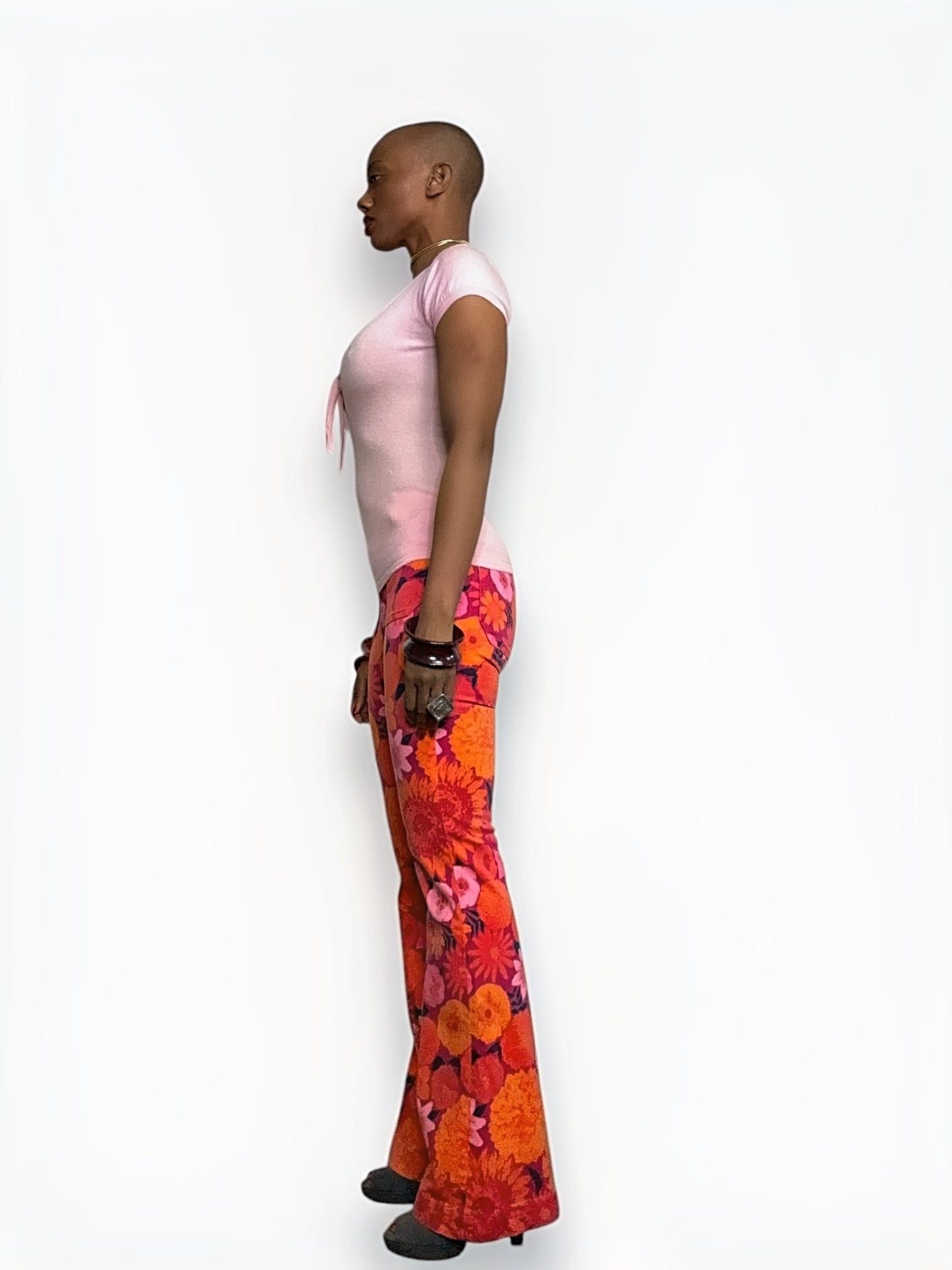 1970s “The Sea Ferer” Floral Denim Bell Bottoms